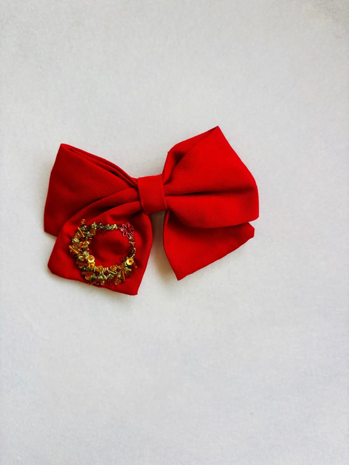 Yılbaşı Temalı Kırmızı Kurdele Saç Tokası
