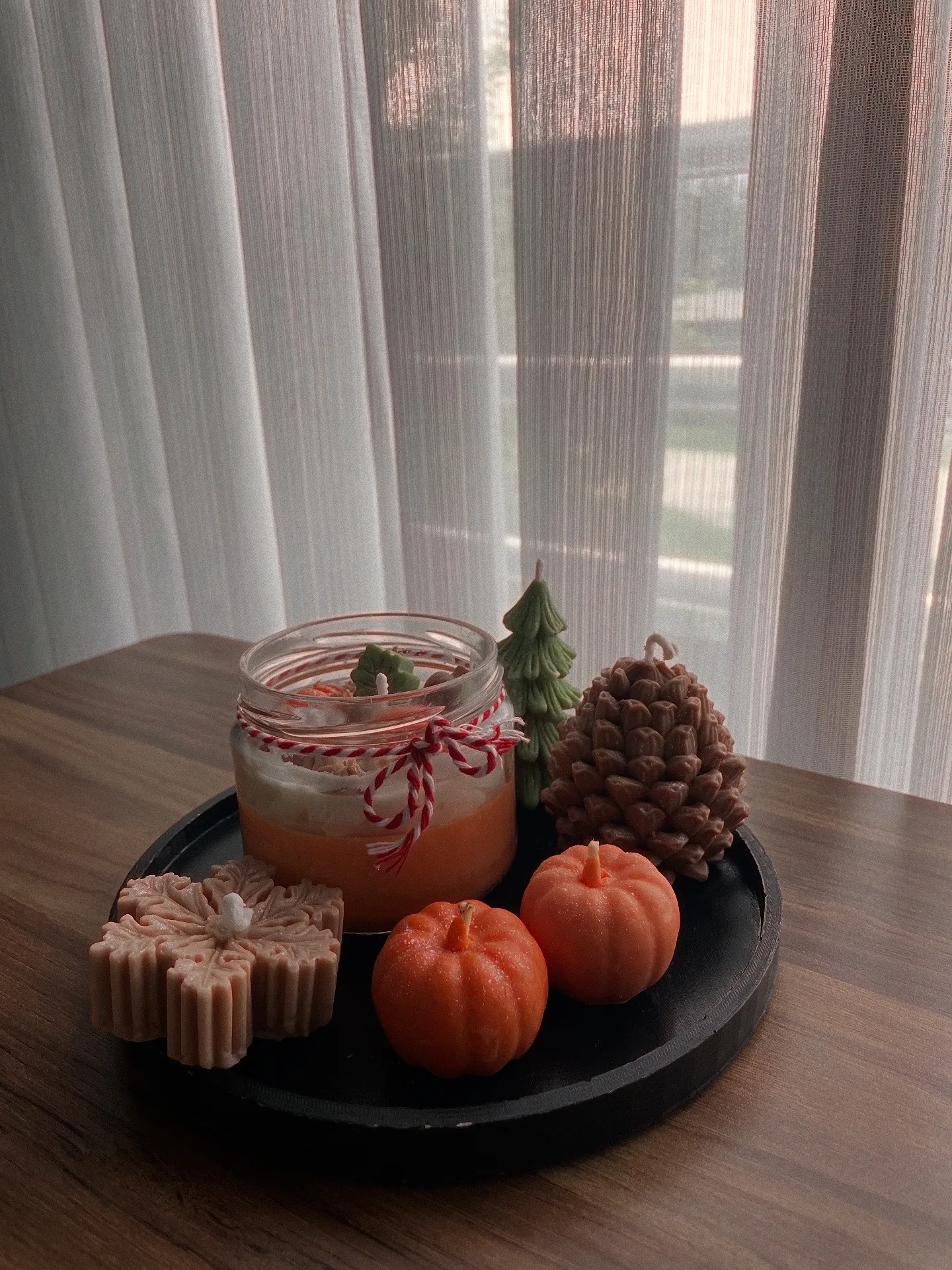 Pumpkin and Pine Cone Themed Soy Wax Candle Set - Autumn Breeze
