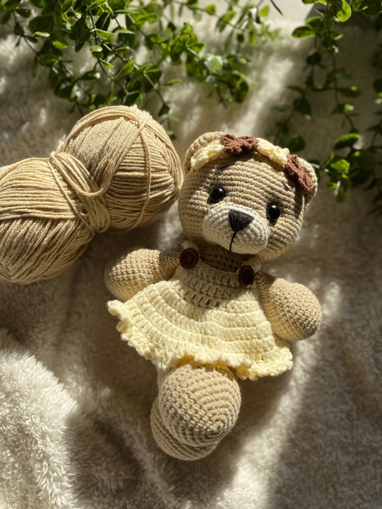 Knitted Toy Bear - Amigurumi Baby Gift Made from Cotton Yarn