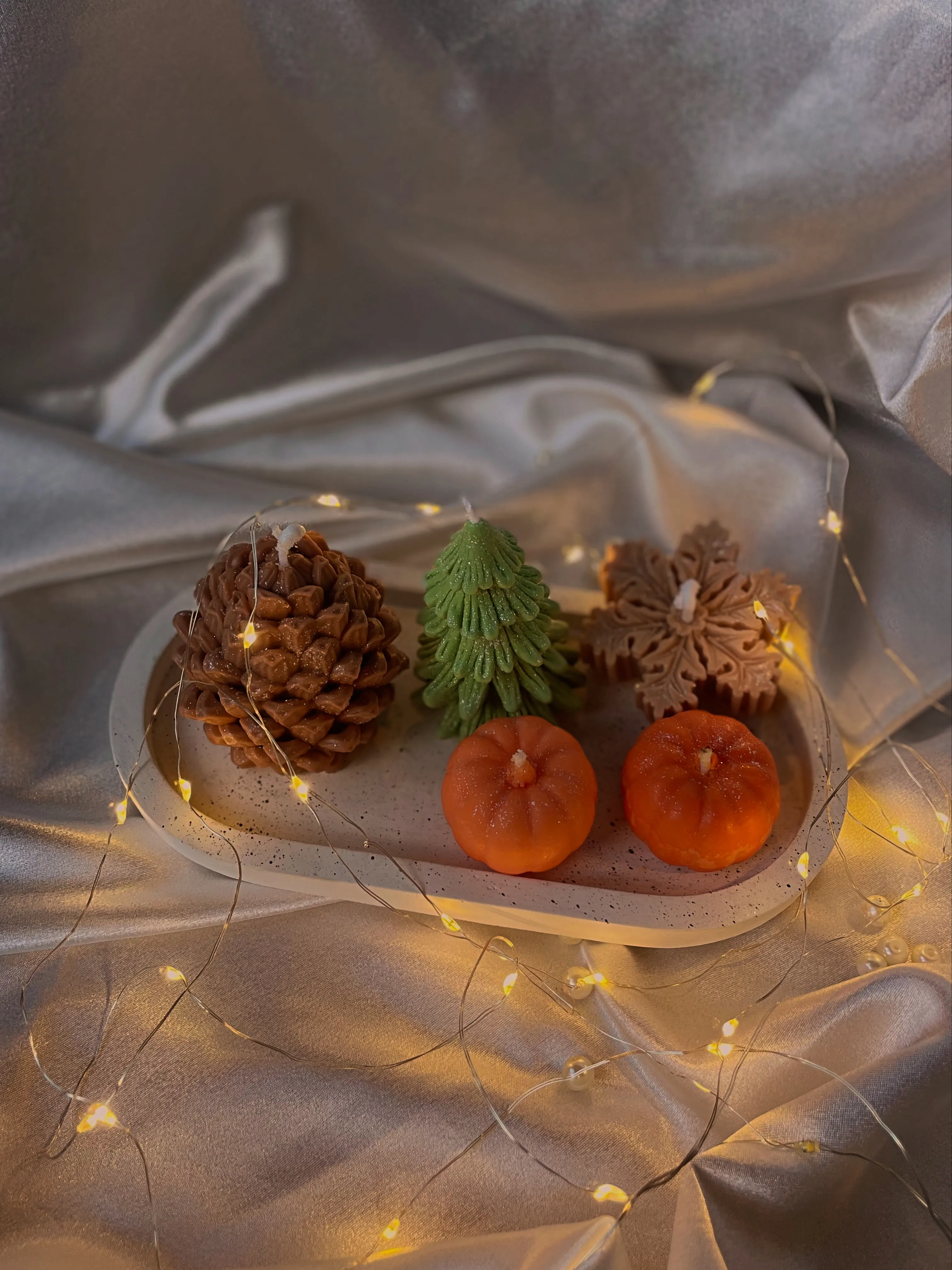 Soya Wax Mum Seti - Kozalak, Ağaç, Kar Tanesi ve Balkabağı