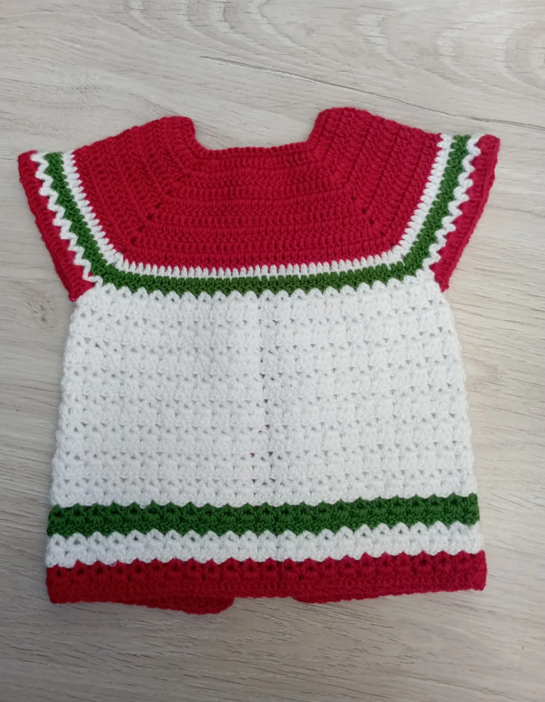 Baby Girl Watermelon Pattern Knitted Vest (0-6 Months) - Handmade