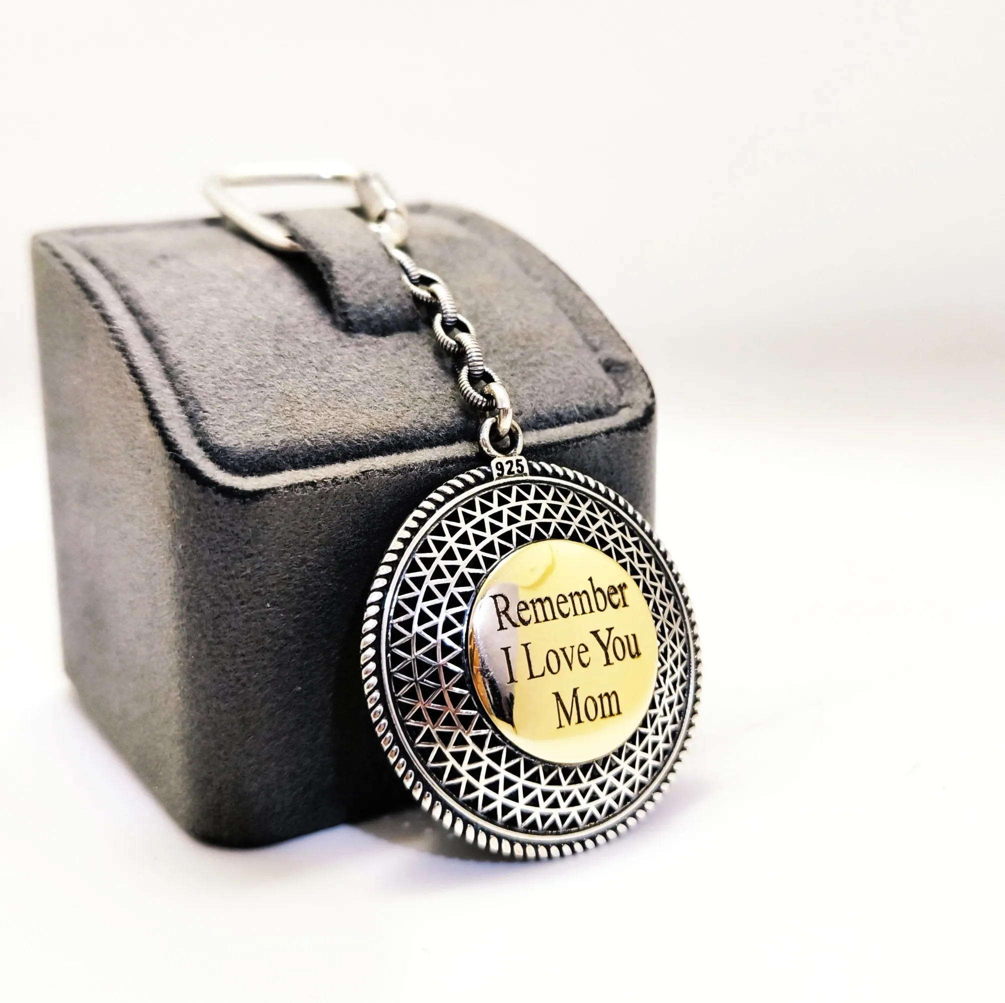 NAME CAN BE ADDED CRESCENT STAR FILIGREE SILVER KEYCHAIN. 925 STERLING SILVER, MİDYAT FILIGREE