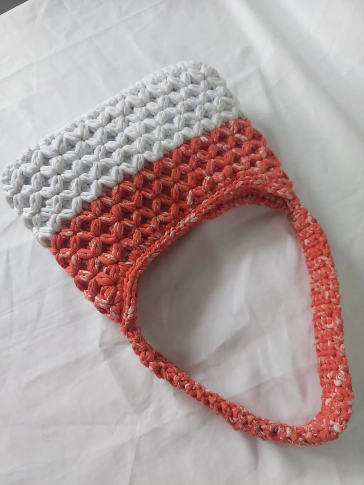 Orange and White Knitted Shoulder Bag - Stylish Design