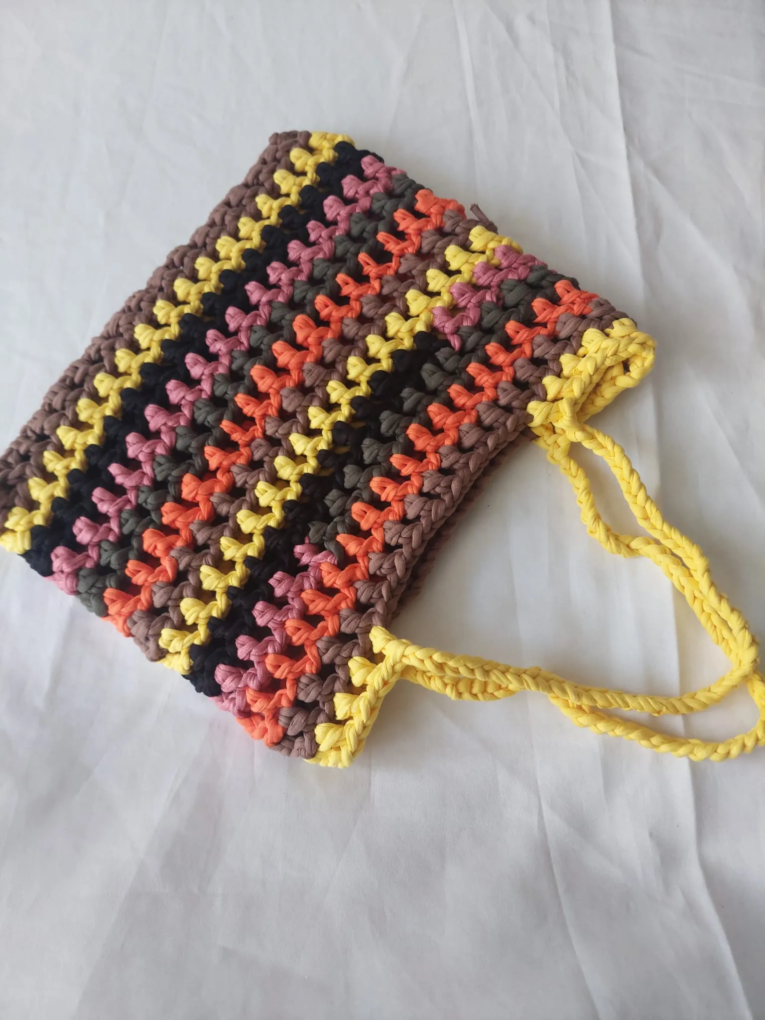 Multi-Colored Macrame Knitted Shoulder Bag - Handmade Bohemian Style