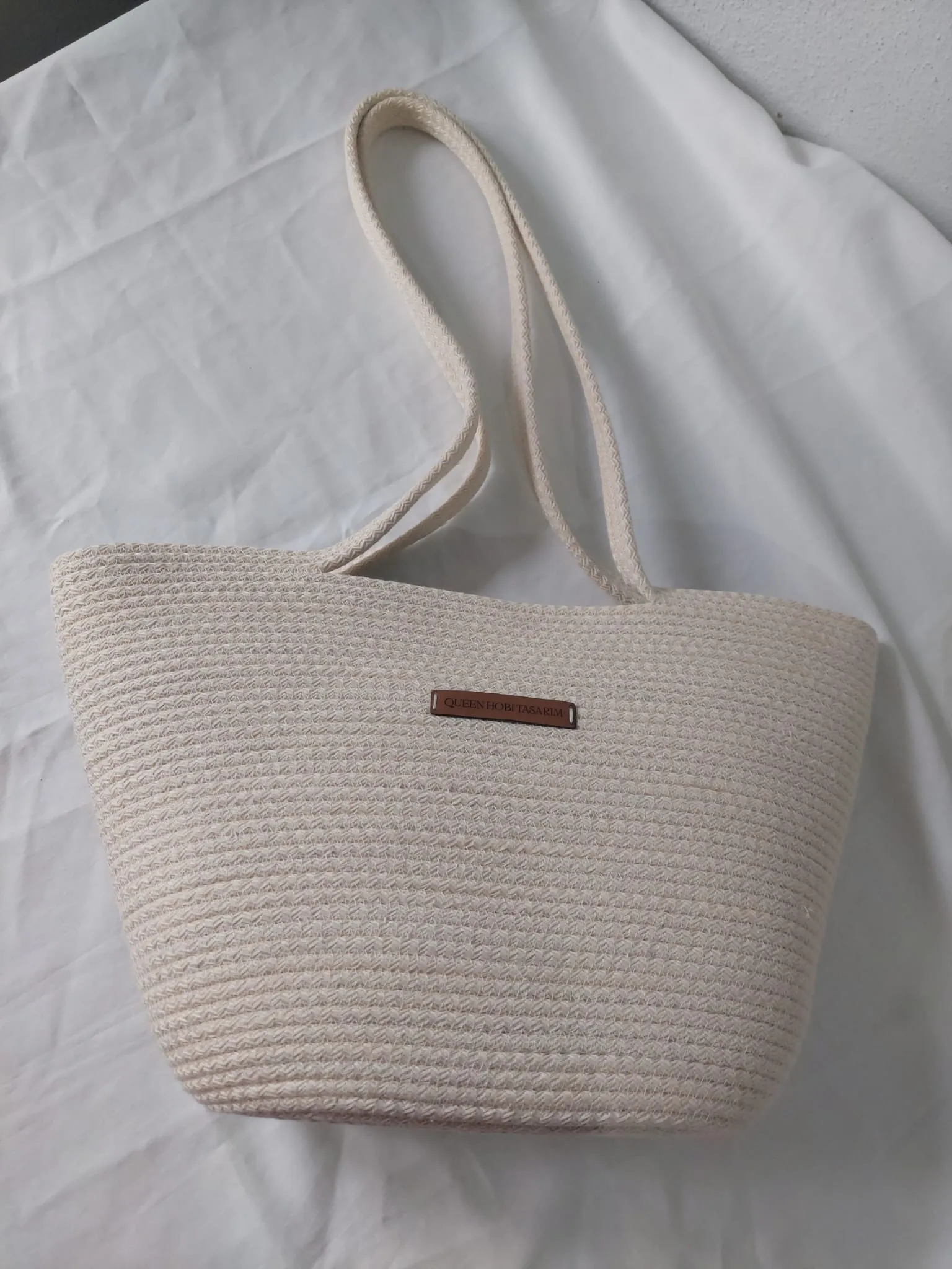 Beige Woven-Look Tres Beach Bag - Large Capacity Summer Shoulder Bag
