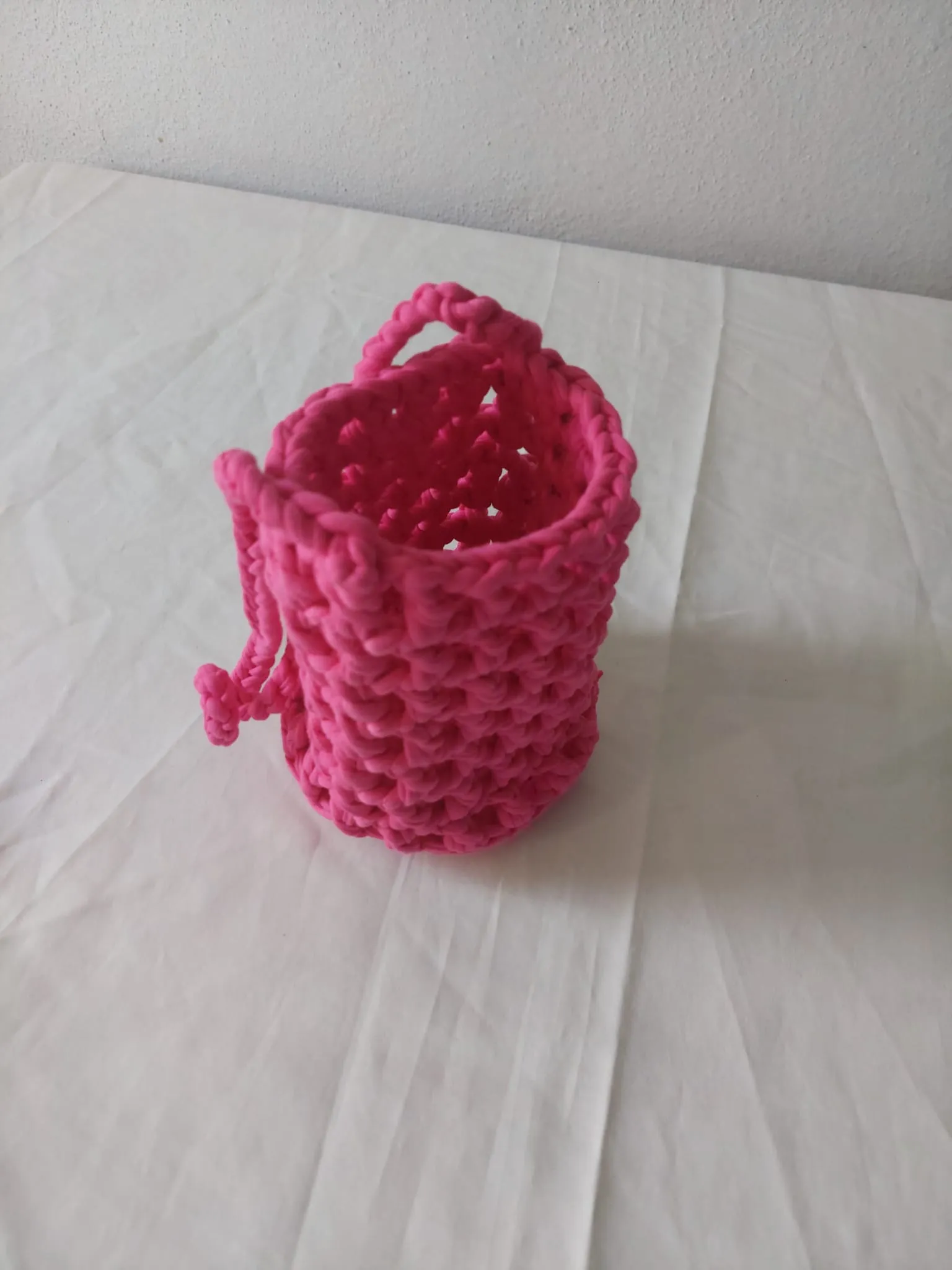 Pembe Makrome Örgü İpli Telefon Çantası - El Yapımı