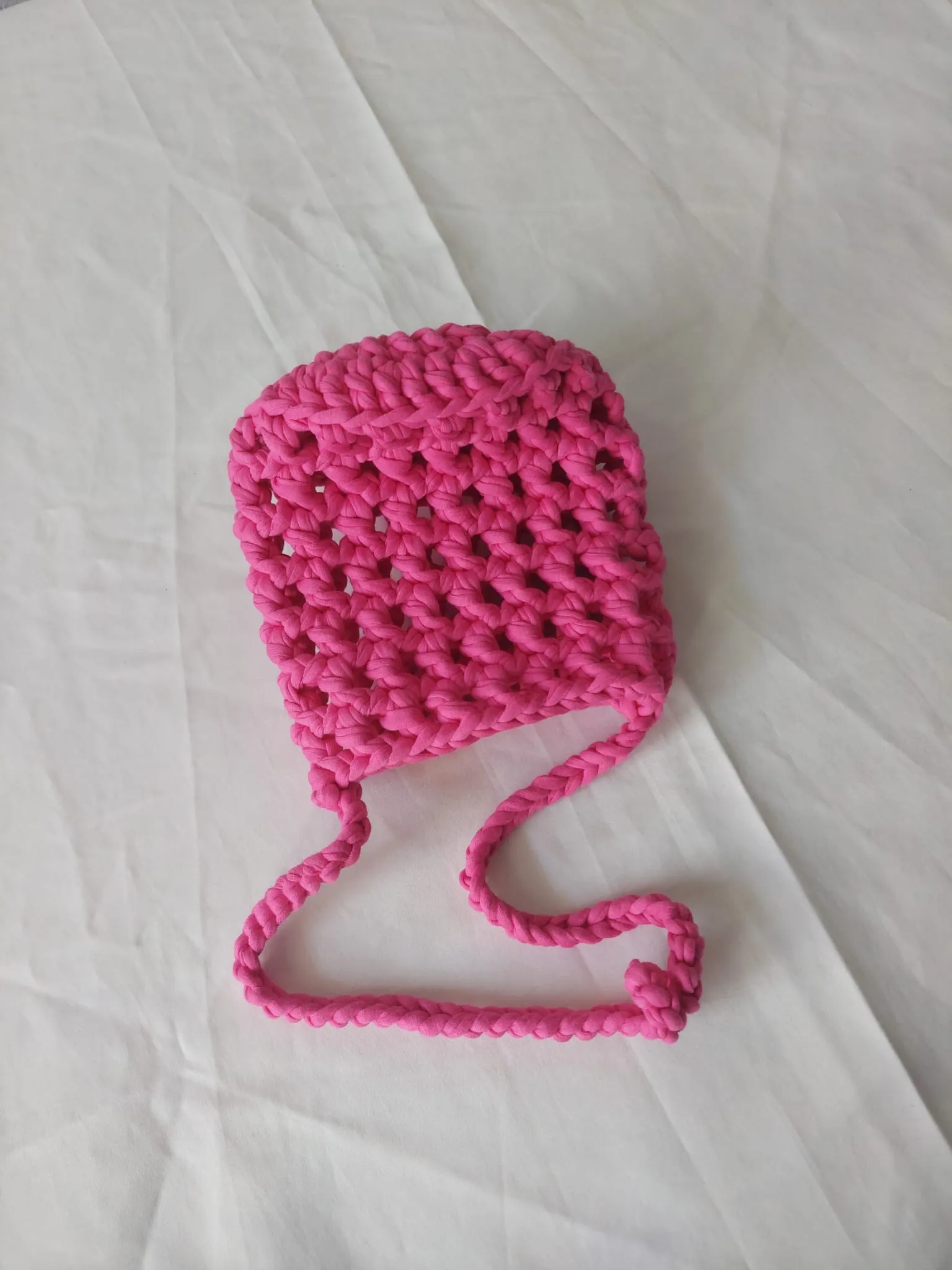 Pembe Makrome Örgü İpli Telefon Çantası - El Yapımı