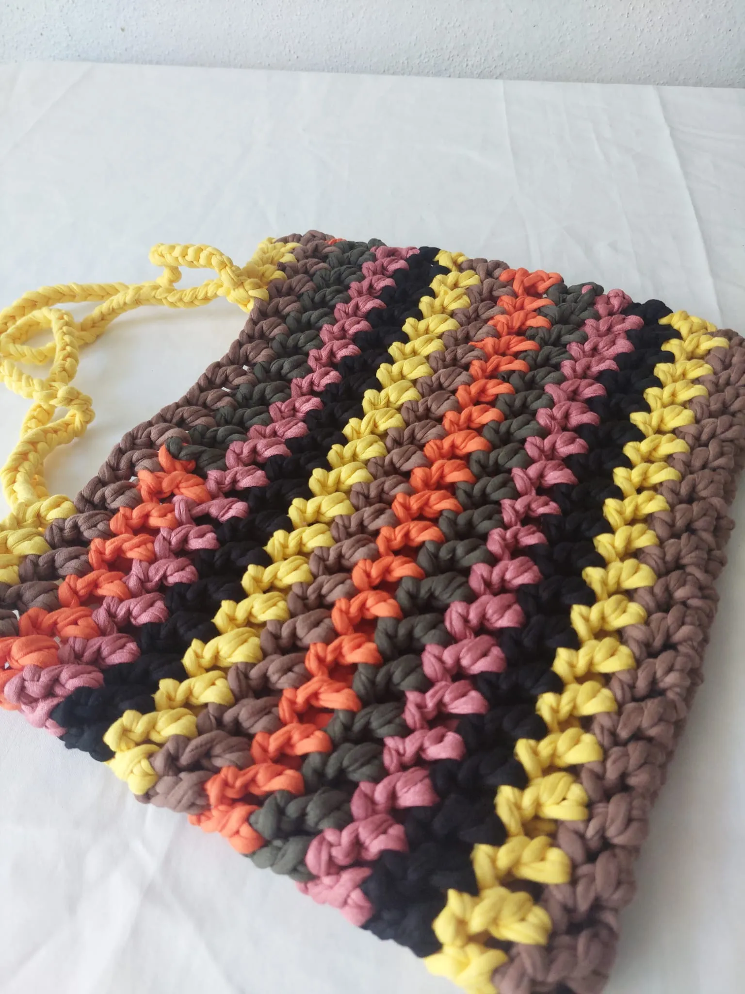 Multi-Colored Macrame Knitted Shoulder Bag - Handmade Bohemian Style