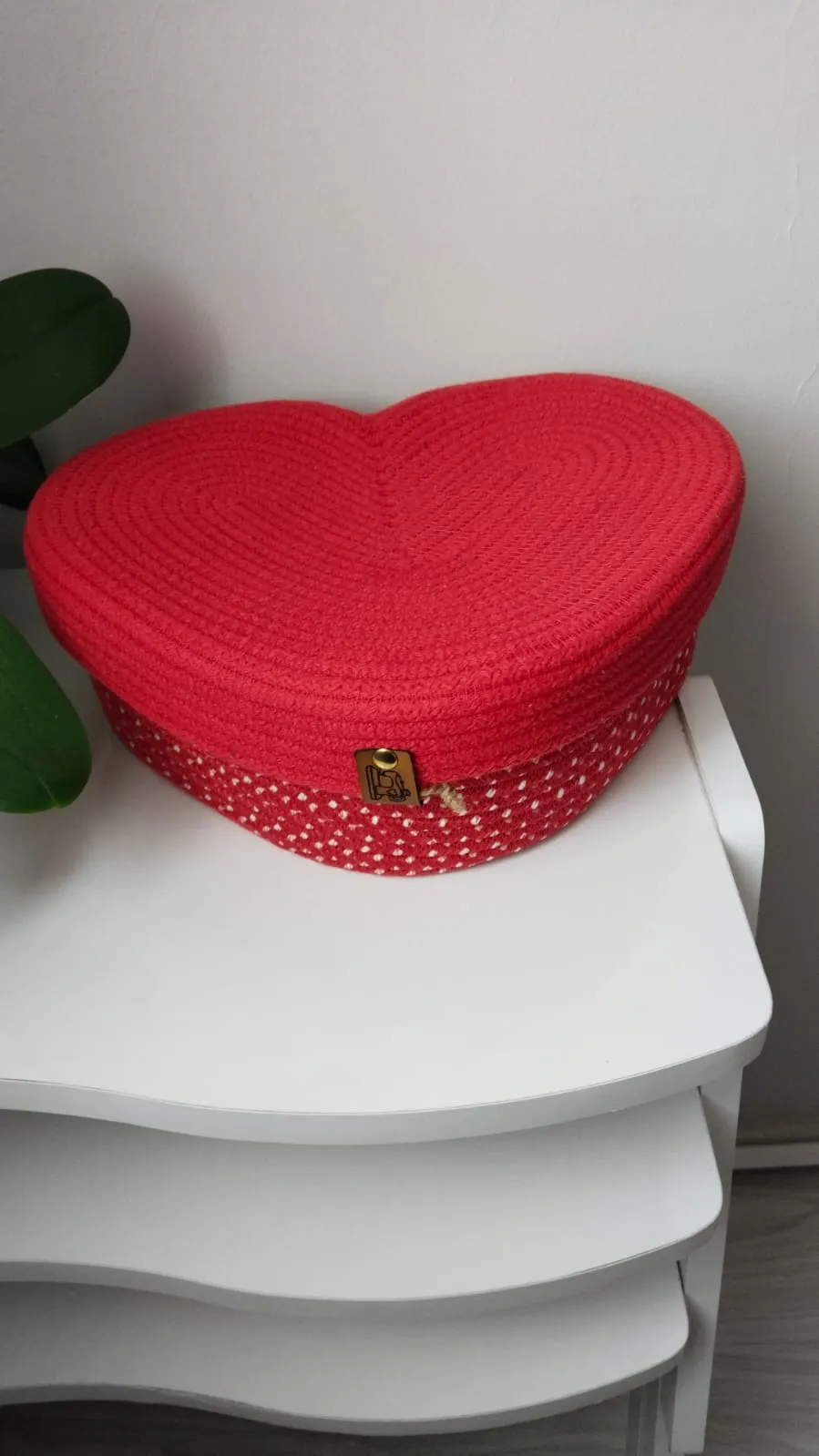 Red Rope Heart Shaped Storage Box - Handmade