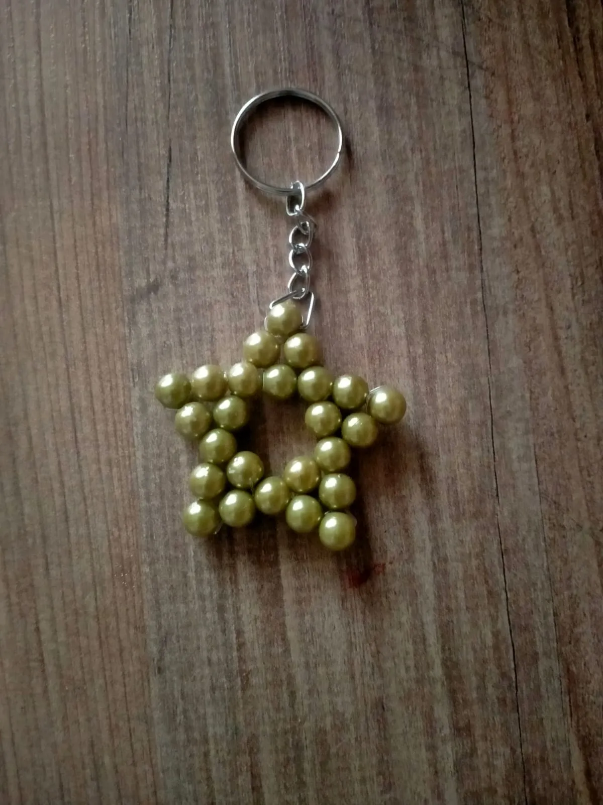 Yellow Beaded Star Keychain