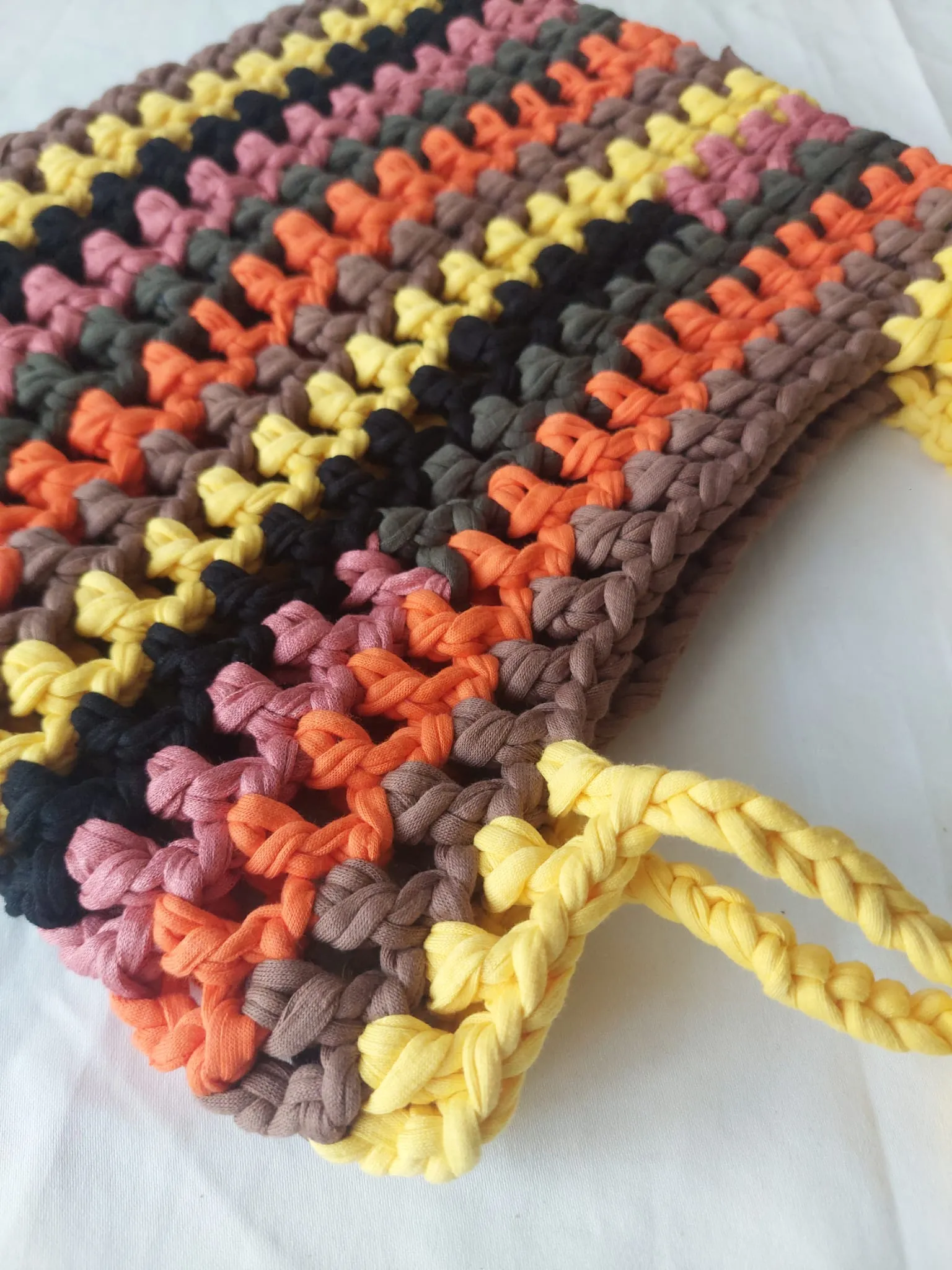 Multi-Colored Macrame Knitted Shoulder Bag - Handmade Bohemian Style