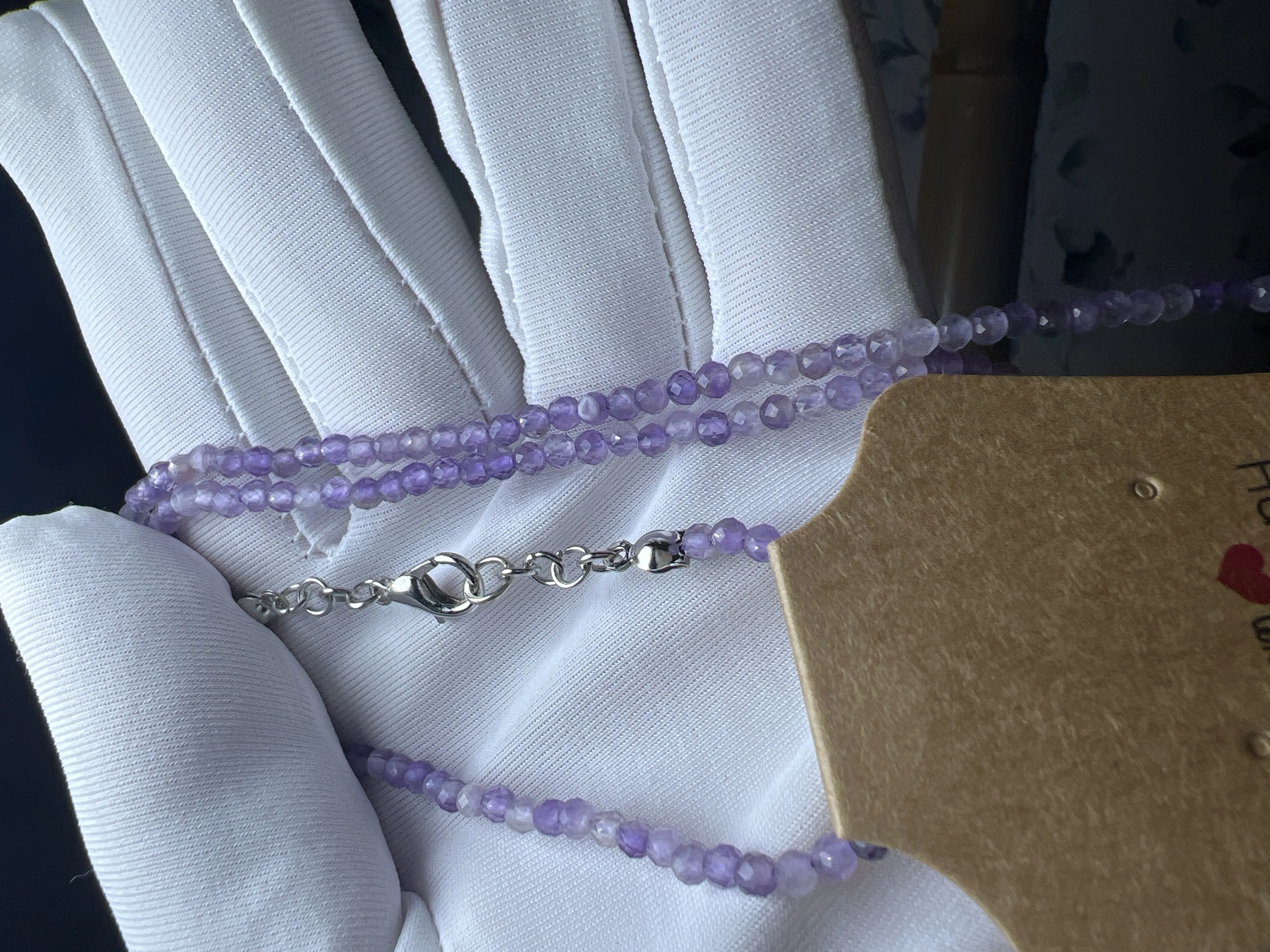 Purple Beaded Natural Stone Necklace - Handmade Jewelry Design