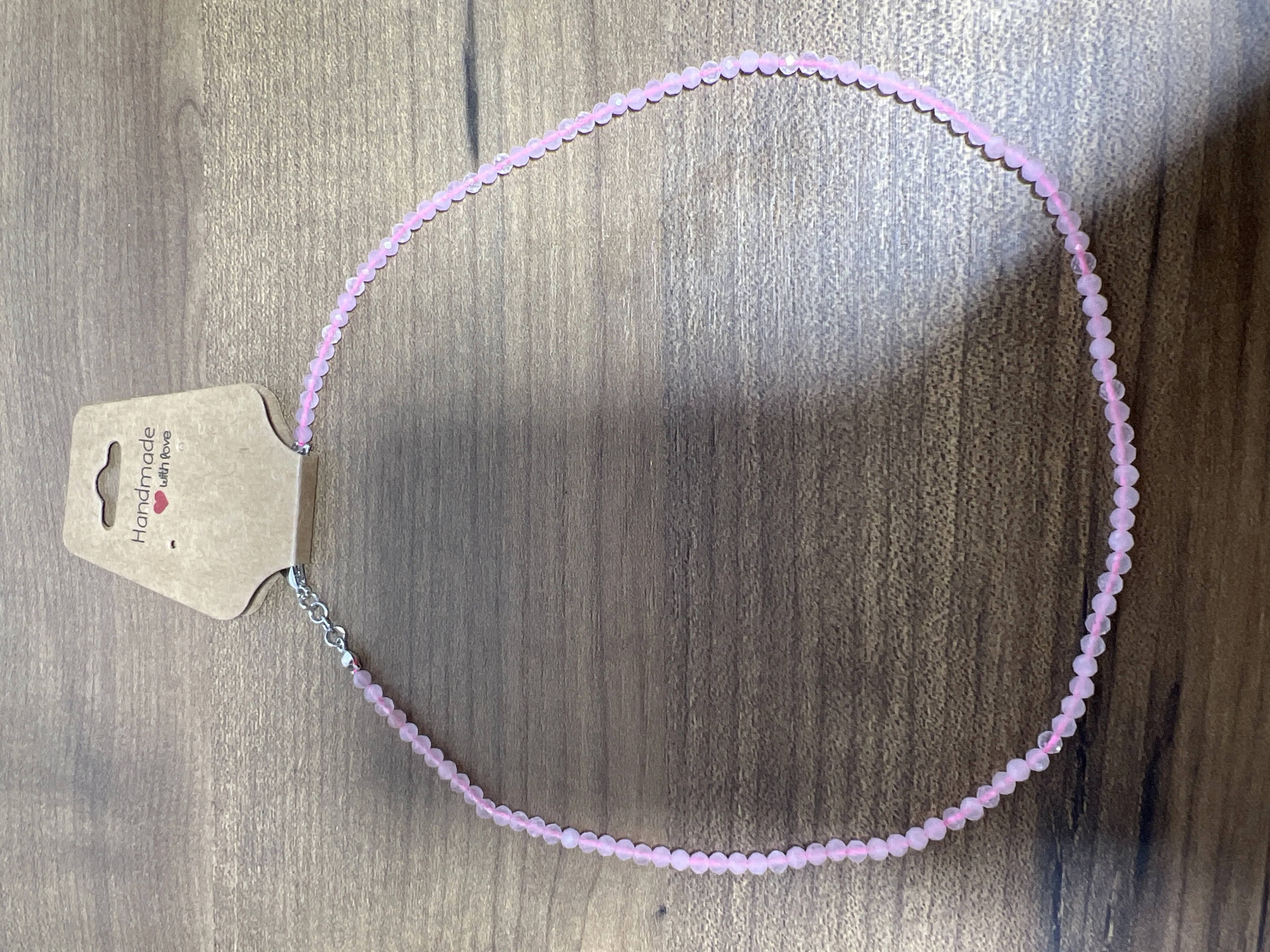 Pink Opal Natural Stone Bead Necklace - Handmade Designer Jewelry