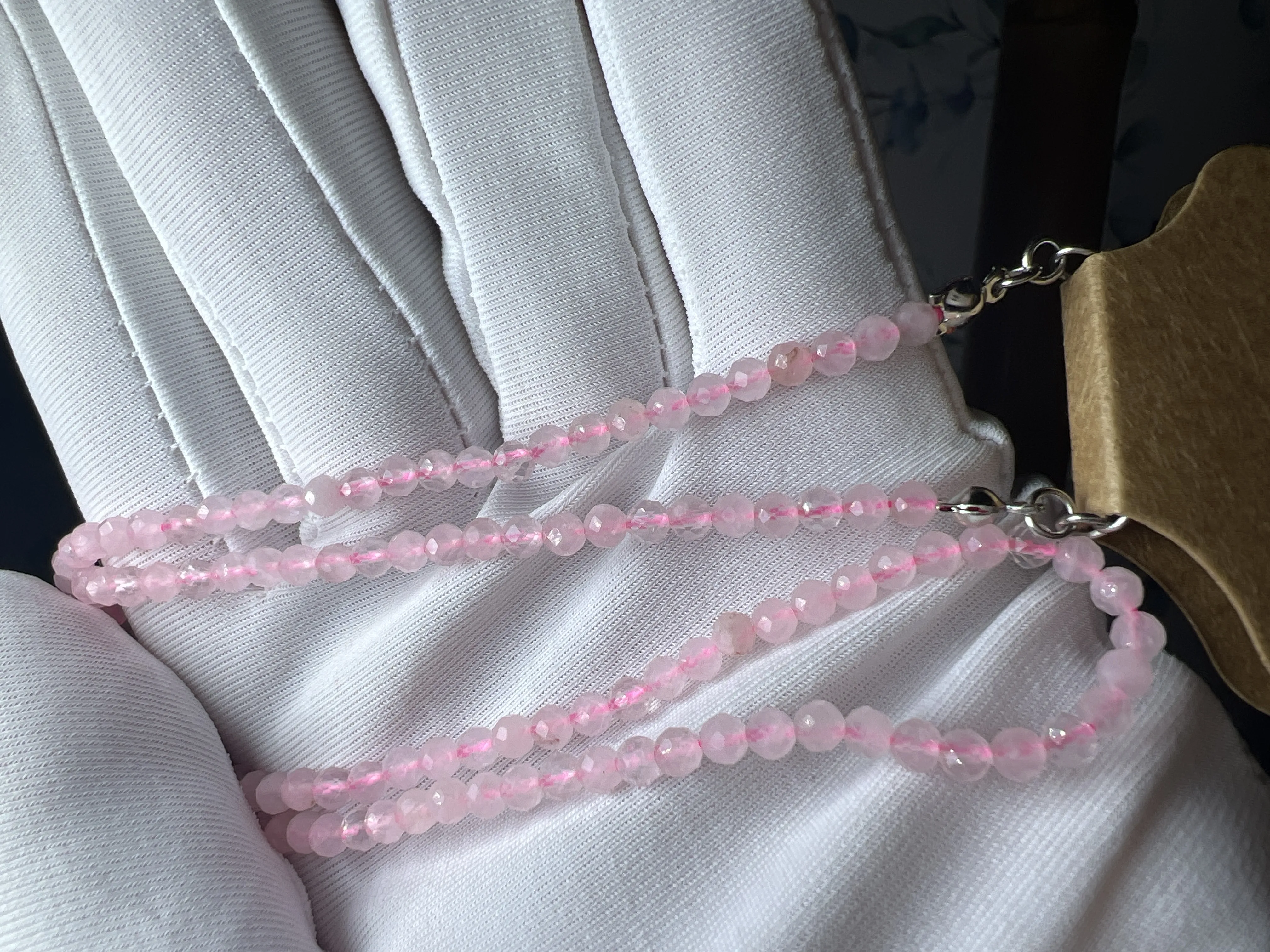 Pink Opal Natural Stone Bead Necklace - Handmade Designer Jewelry