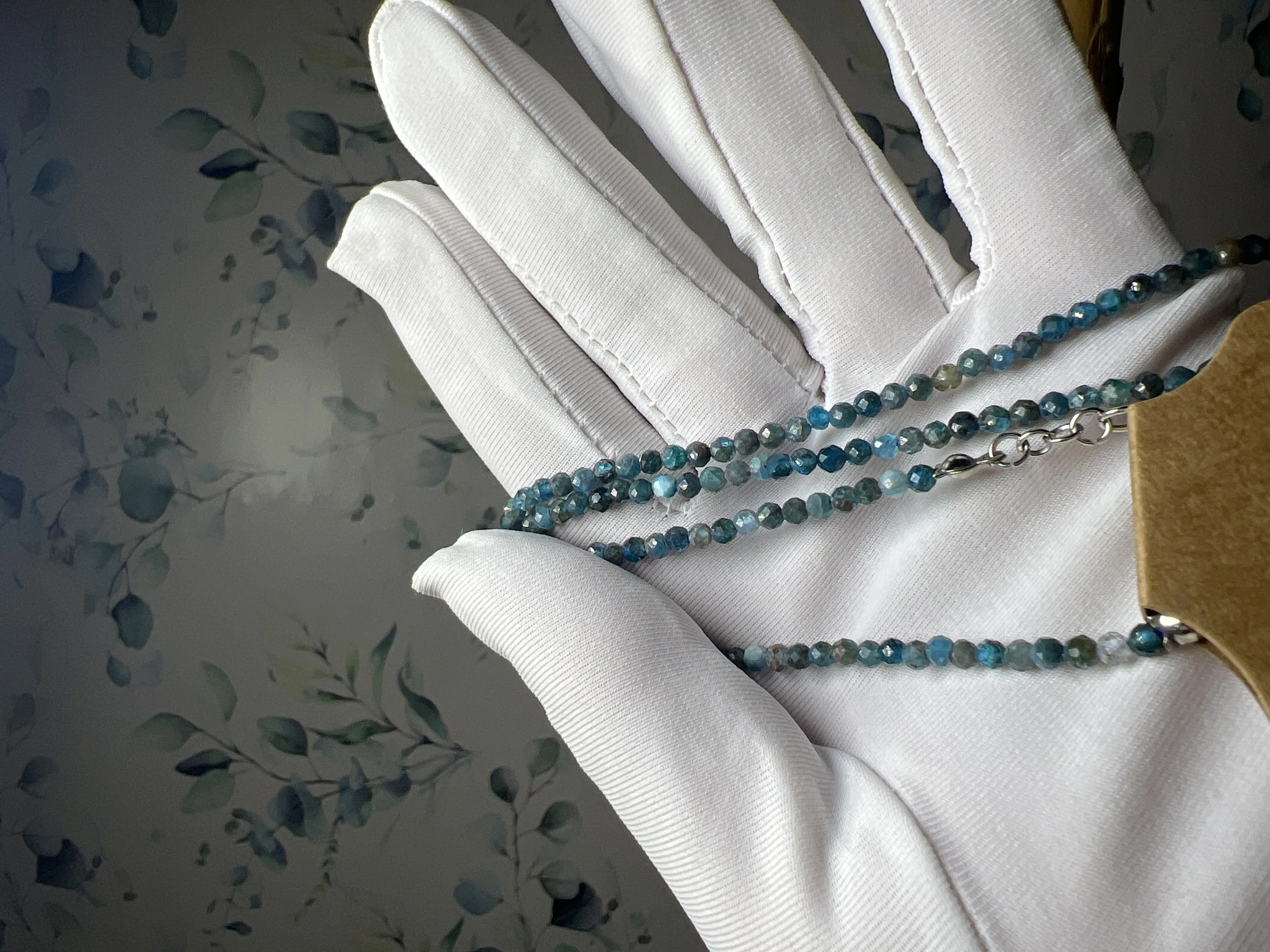 Blue Apatite Natural Stone Bead Necklace - Handmade Jewelry