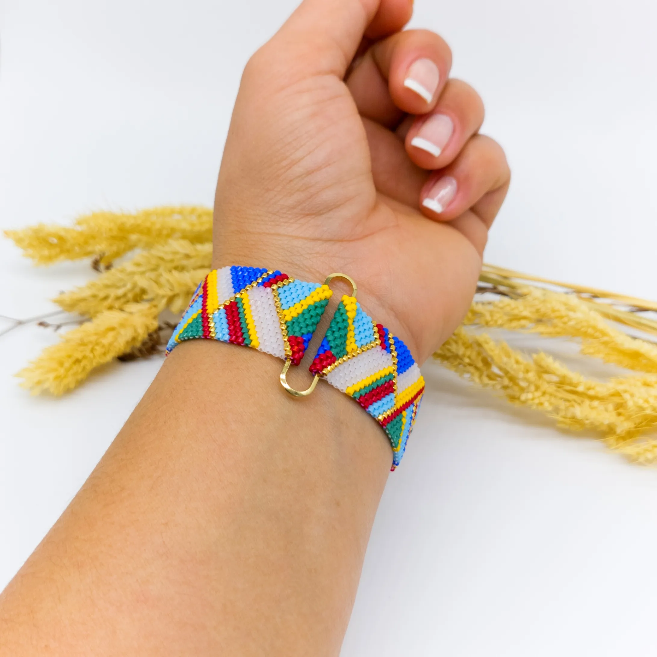 Colorful Miyuki Bead Geometric Pattern Bracelet - Handmade