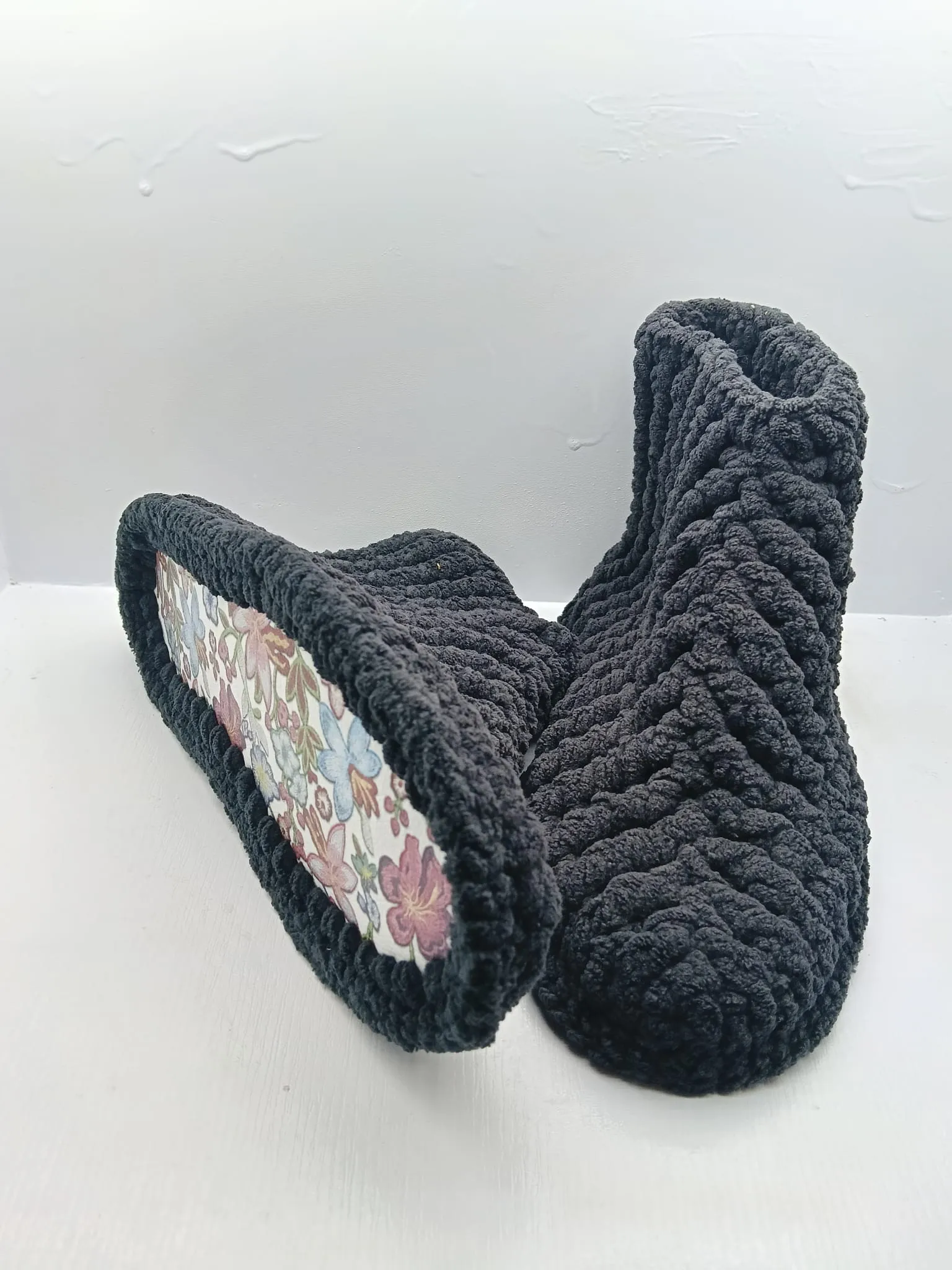 Women's Grey Knitted House Slippers, Bridal Trousseau Gift, Size 38-39 - Handmade