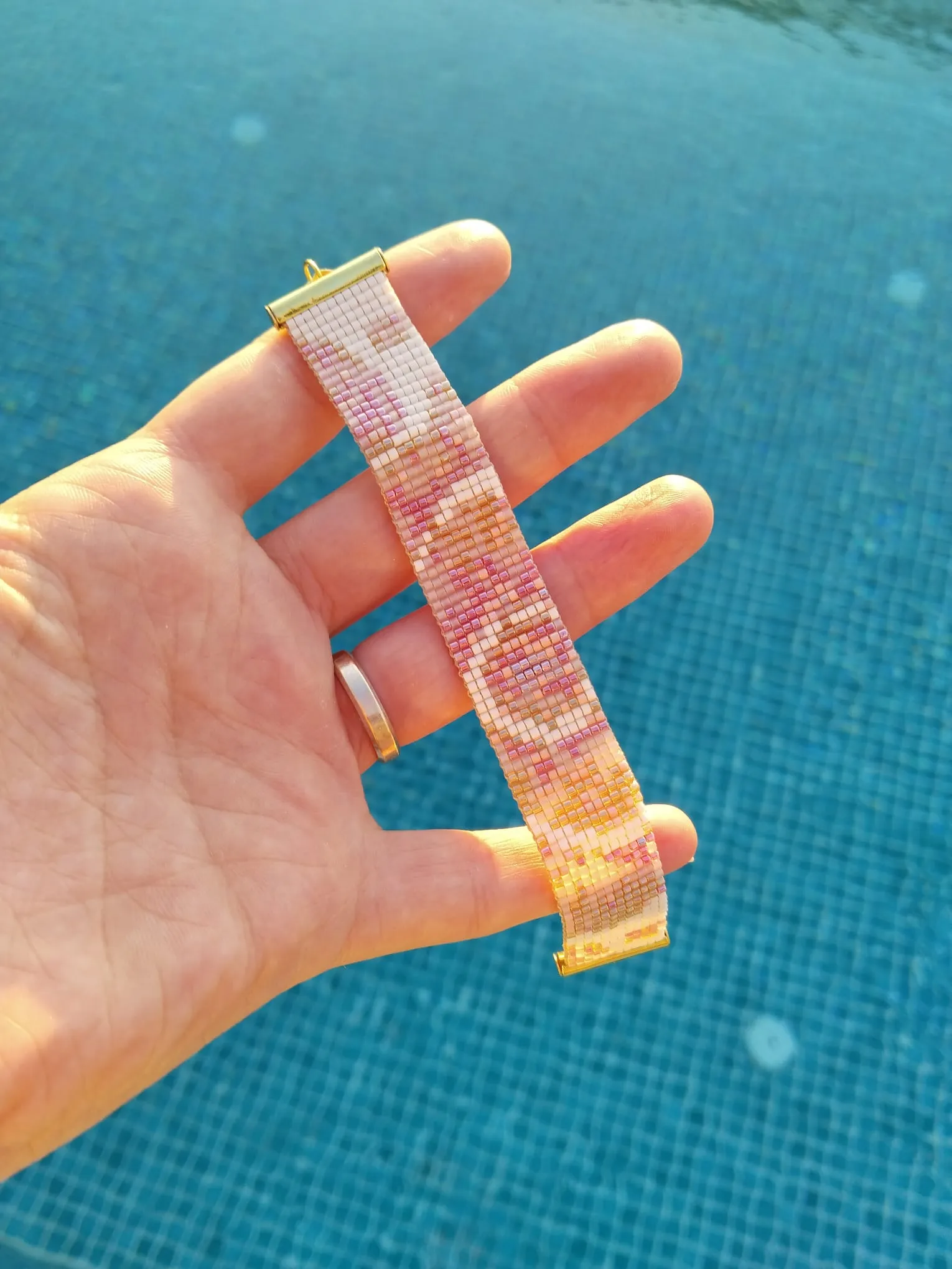 Pembe Miyuki Boncuklu El Yapımı Bileklik - Özel Tasarım Takı