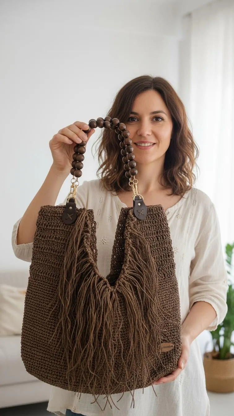 Yellow Hand-Knitted Shoulder Bag - Loopbagg Model