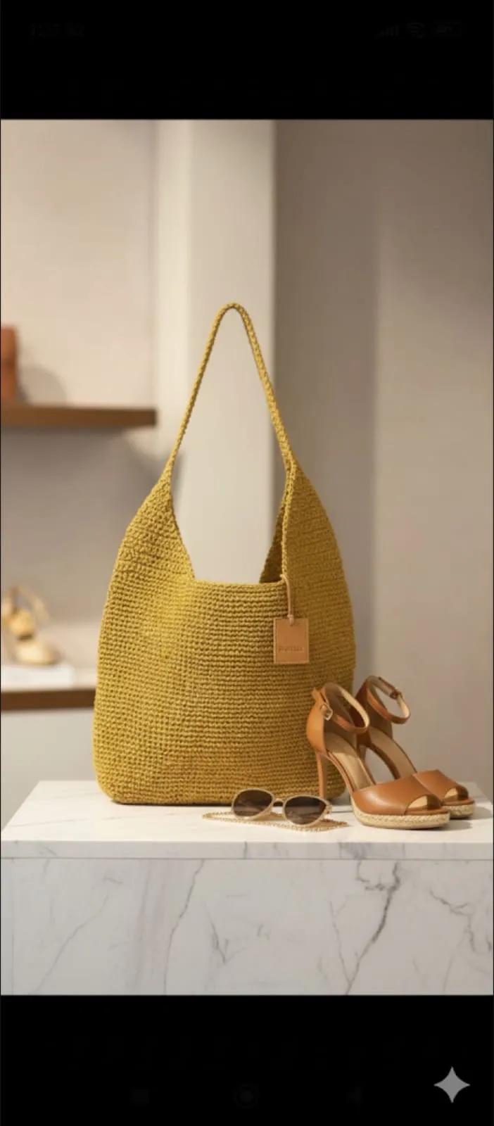 Yellow Hand-Knitted Shoulder Bag - Loopbagg Model