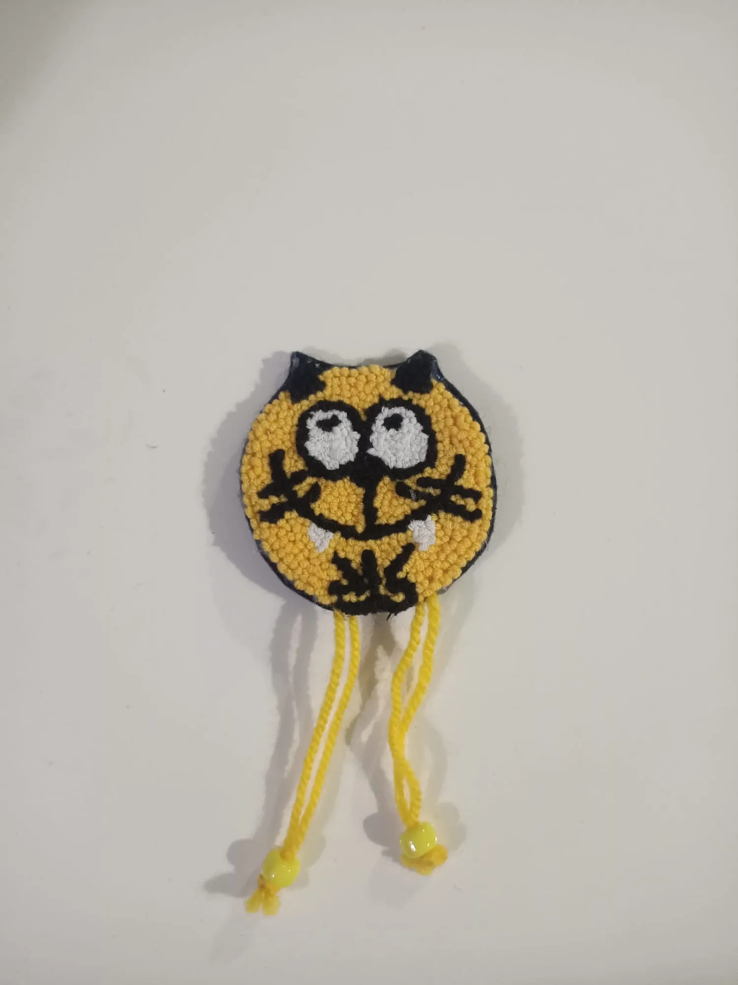 Sarı Renkli Kedi Figürlü Magnet Buzdolabı Süsü - El Yapımı