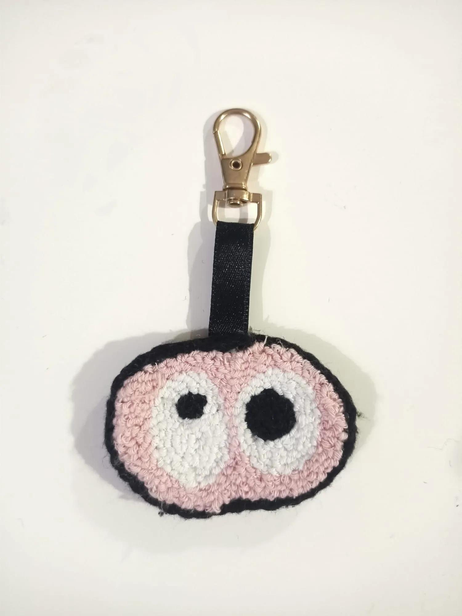 Punch Needle Keychain with Pig Snout Design - Handmade Gift