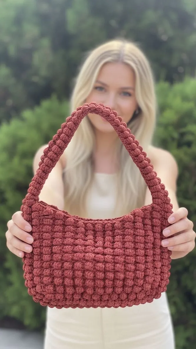 Sarı Renk El Örgüsü Omuz Çantası - Loopbagg Markalı Şık Tasarım
