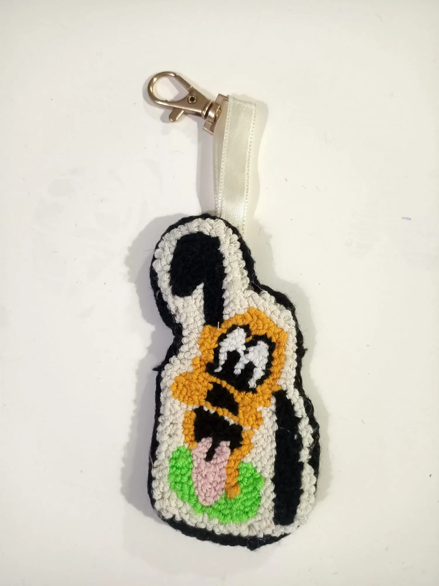 Punch Needle Dog Keychain - Handmade Gift