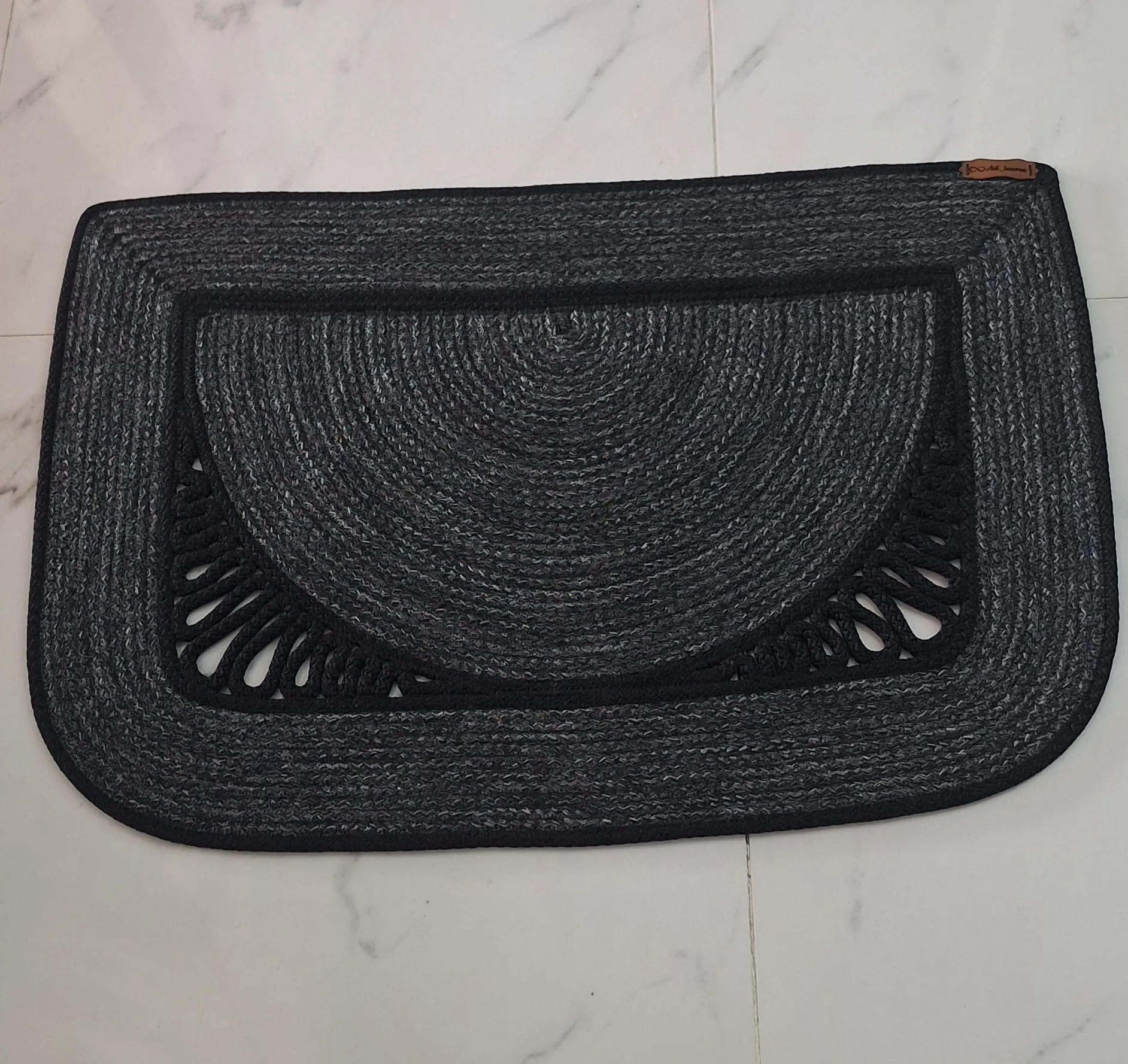 Anthracite and Black Jute Doormat - 78x53 cm Size