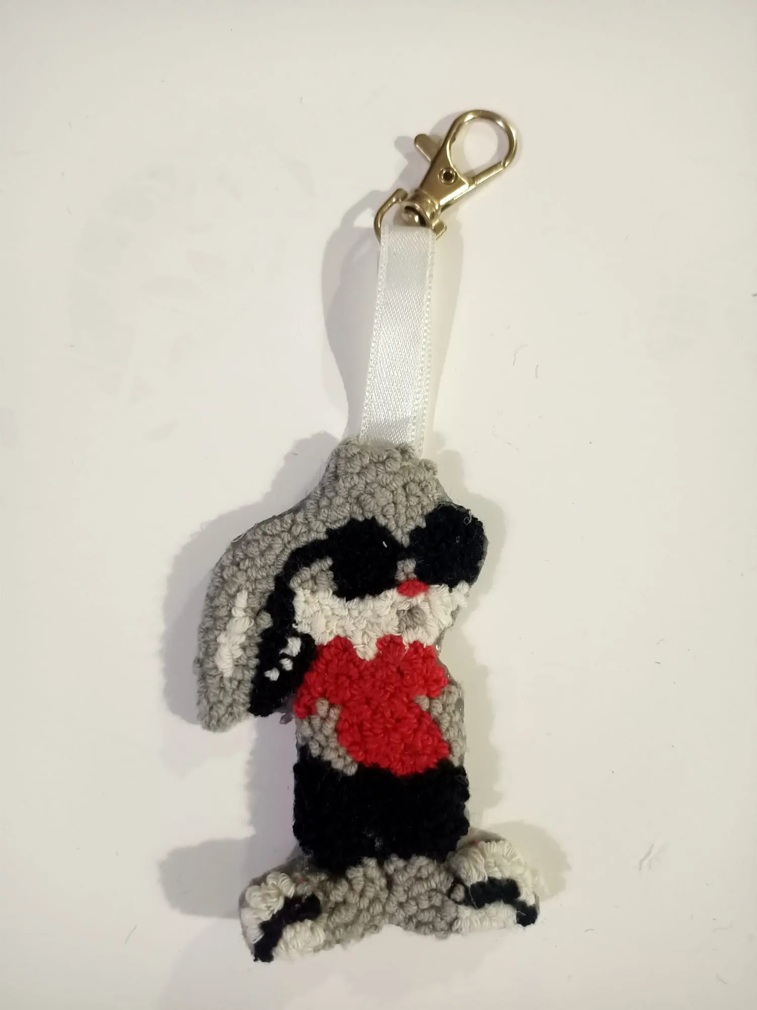 Bugs Bunny Figure Punch Needle Keychain - Handmade Gift