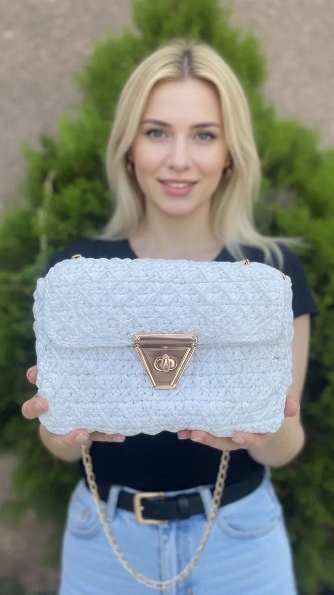 Yellow Hand-Knitted Shoulder Bag - Loopbagg Model
