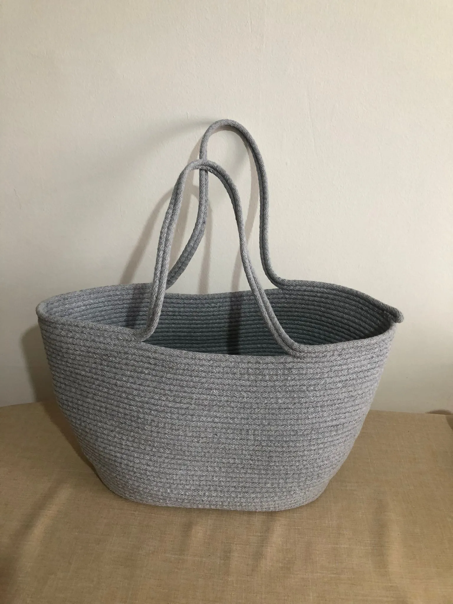 Gray Rope Knitted Beach Bag - Large, Handmade