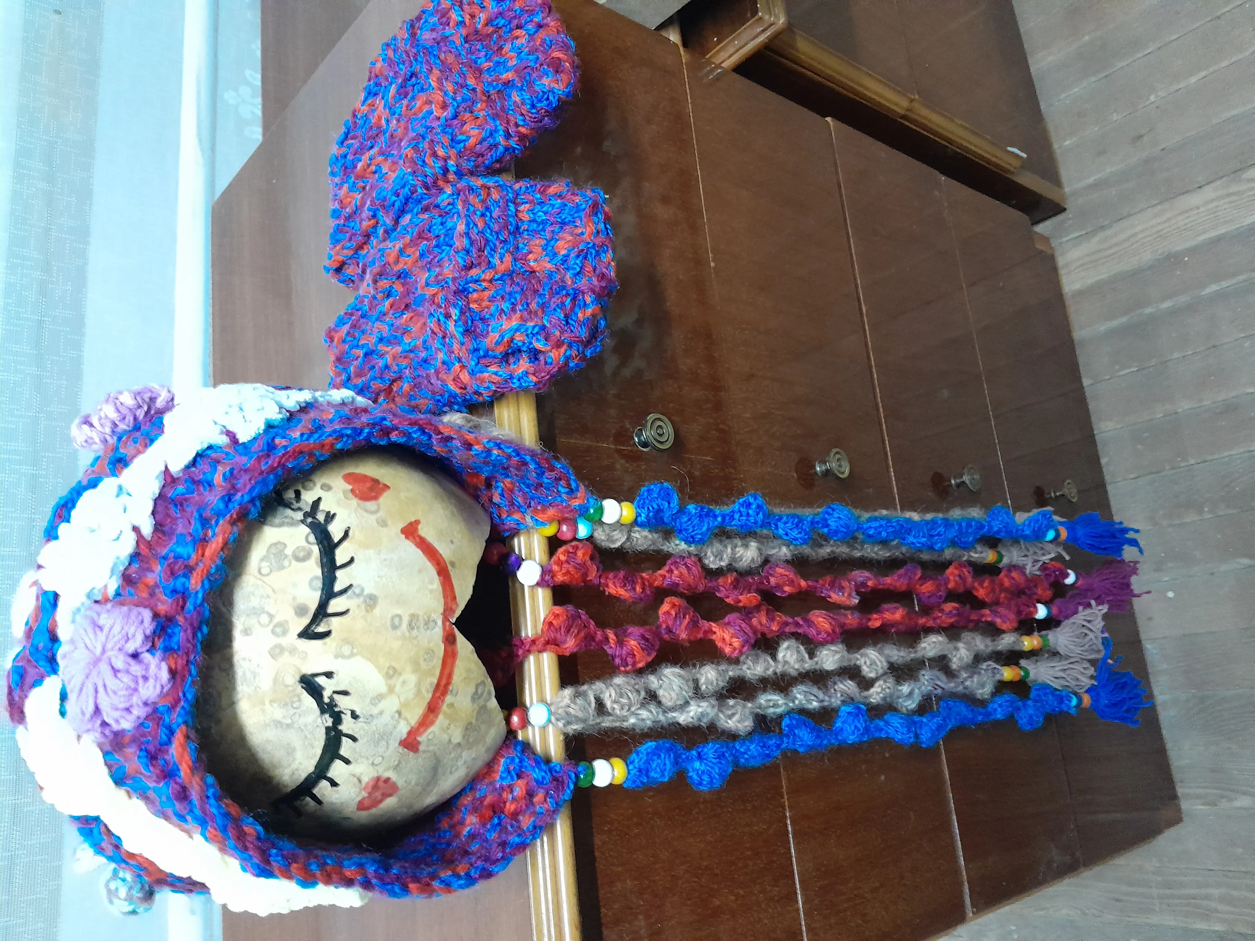 Renkli Yün Bere ve Parmaksız Eldiven Takımı - Püsküllü, El Emeği