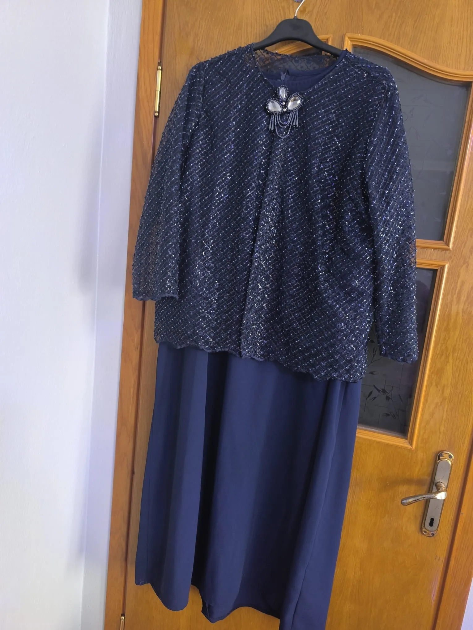 Handmade Lebise made from Navy Blue Crepe Yarn