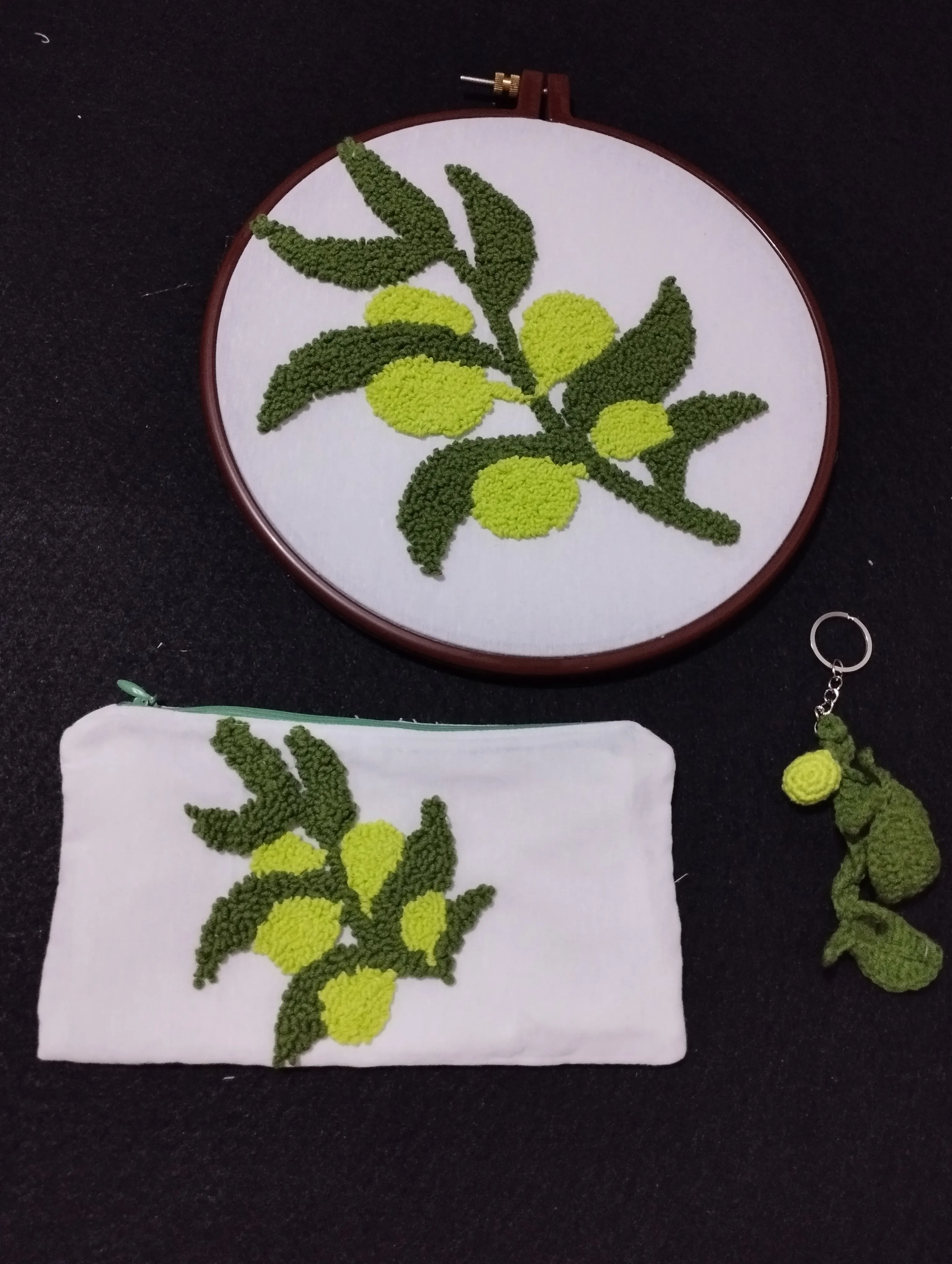 Zeytin Dalı Desenli Punch İşleme 3'lü Set - Duvar Panosu, Kalemlik, Anahtarlık