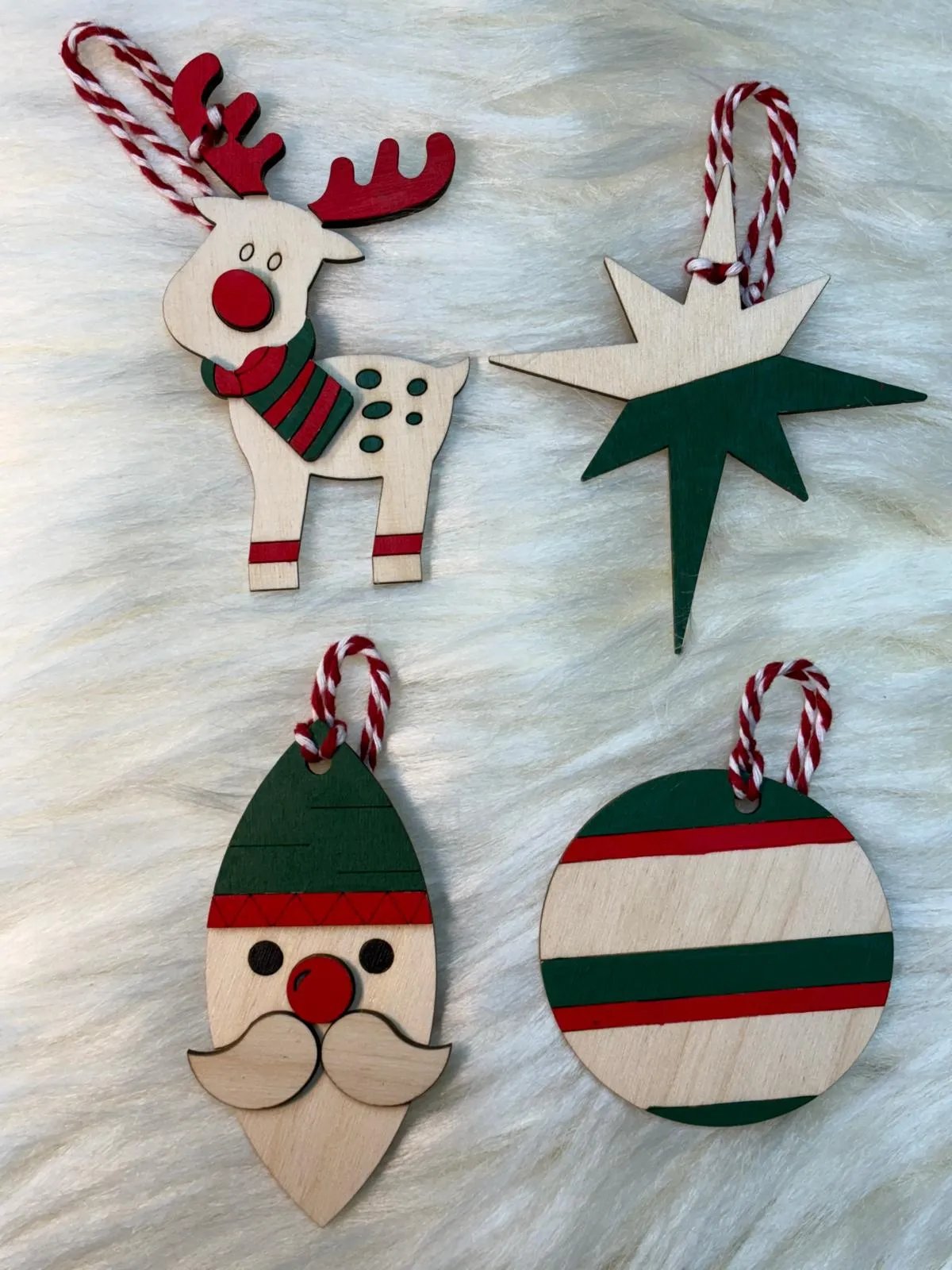 🌲 Naturel Ahşap 4’lü Ağaç Süsü