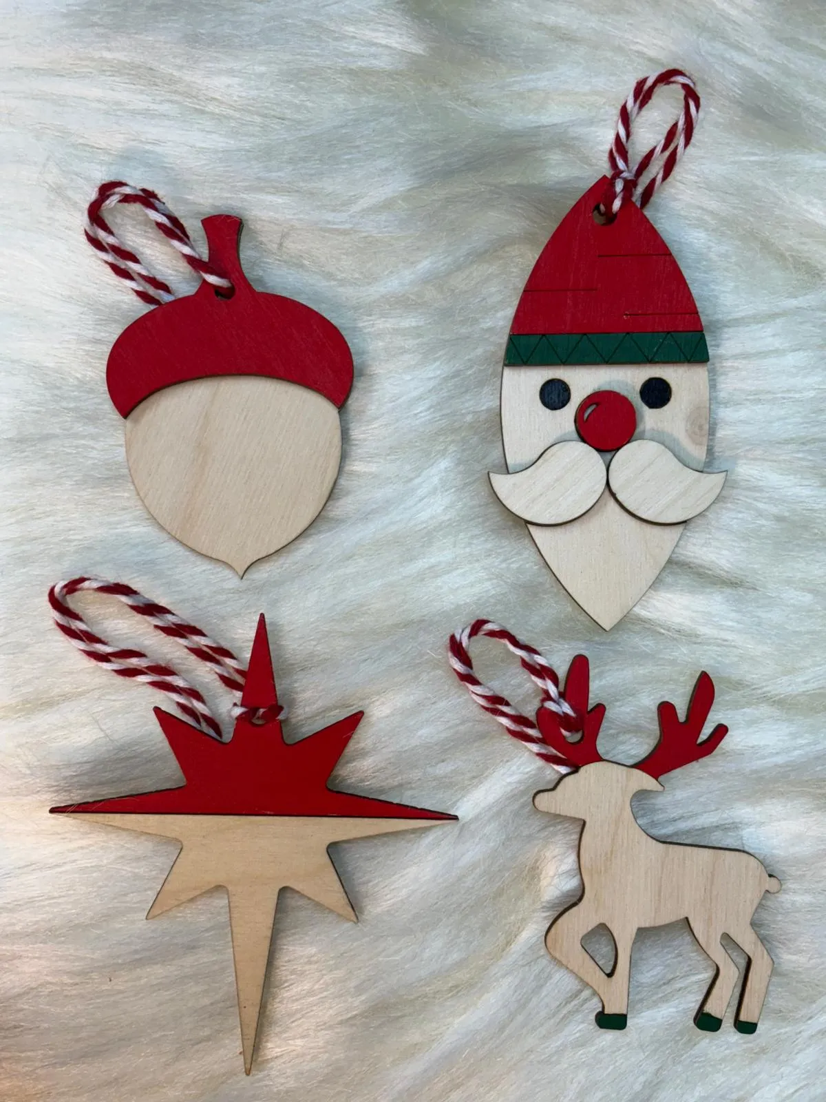 Ahşap 4’lü  Yılbaşı Ağaç Süsü