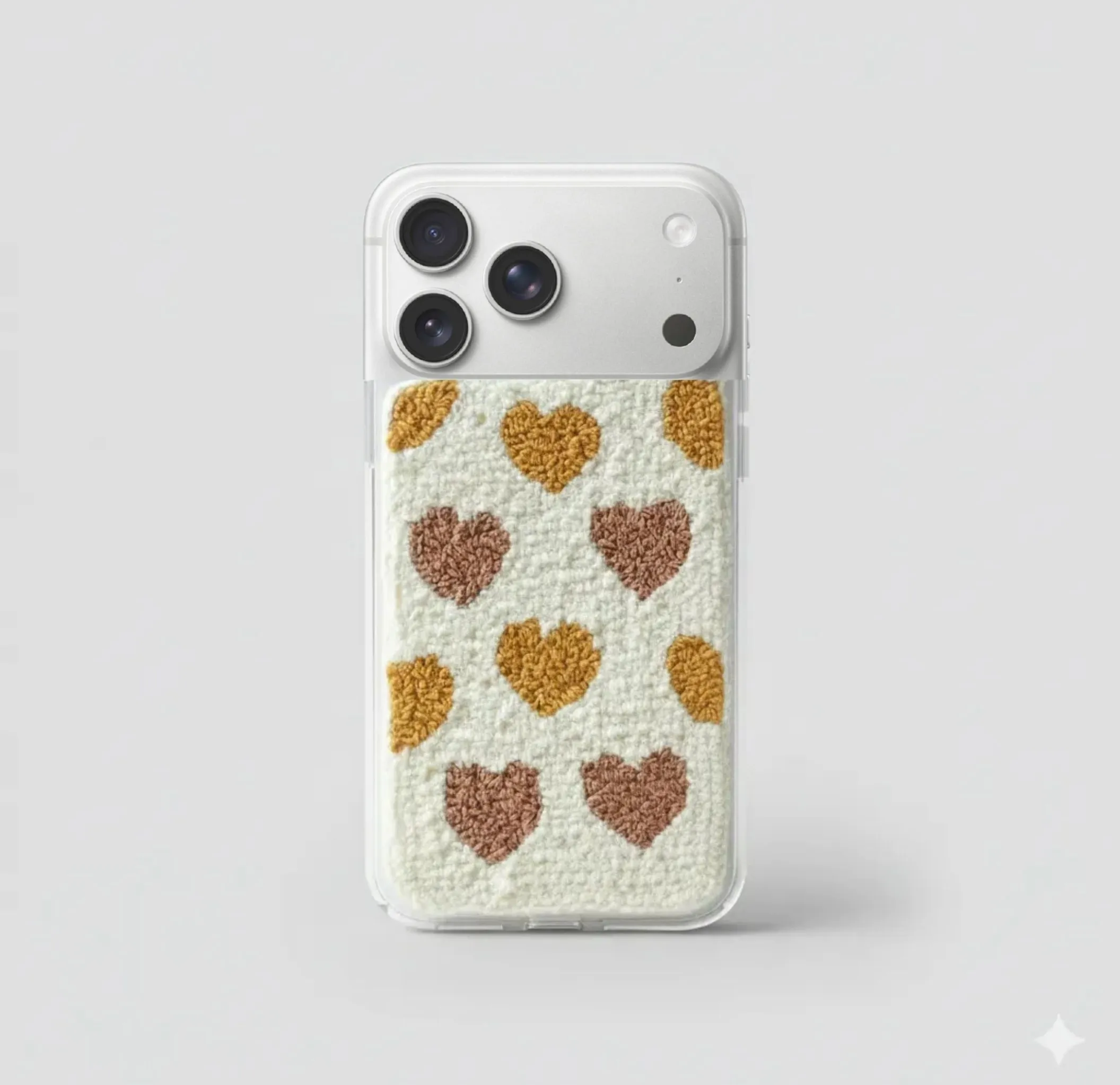 iPhone 17 Pro Max Uyumlu Sarı Kalp Desen Punch Telefon Kılıfı