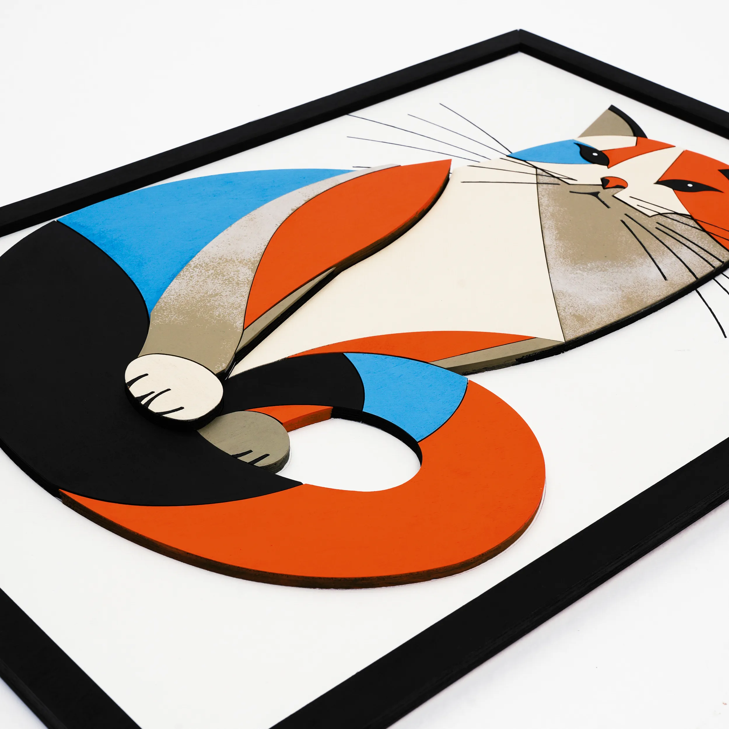 Cat – Ahşap El Boyaması Katmanlı Tablo