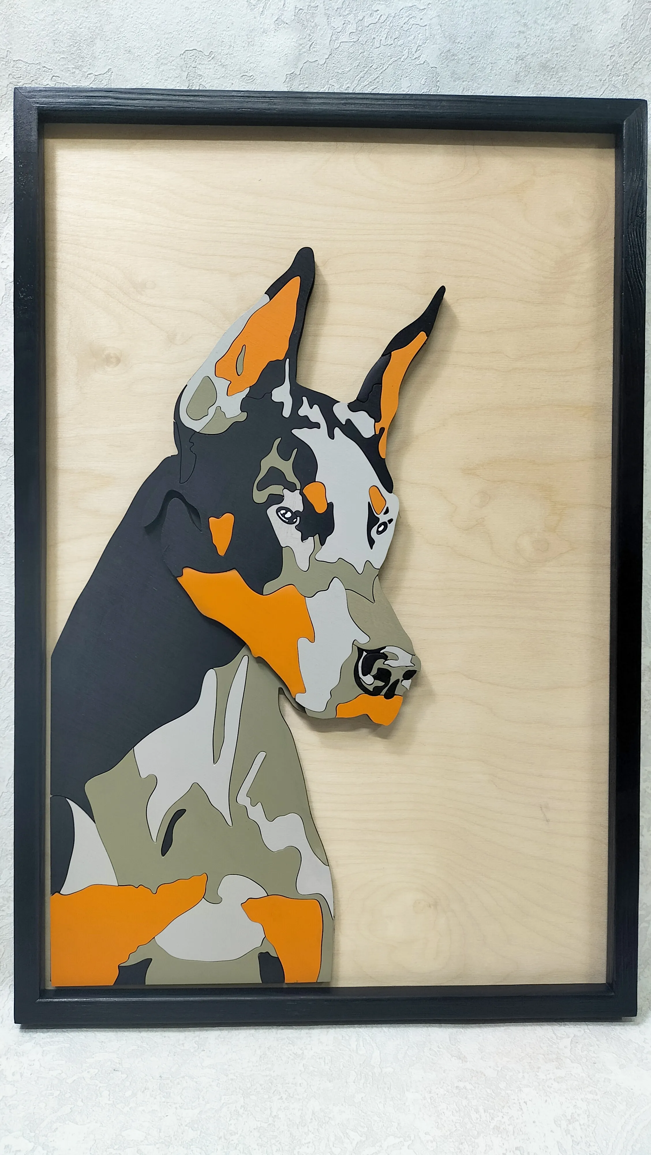 Doberman – Ahşap Katmanlı El Boyaması Tablo