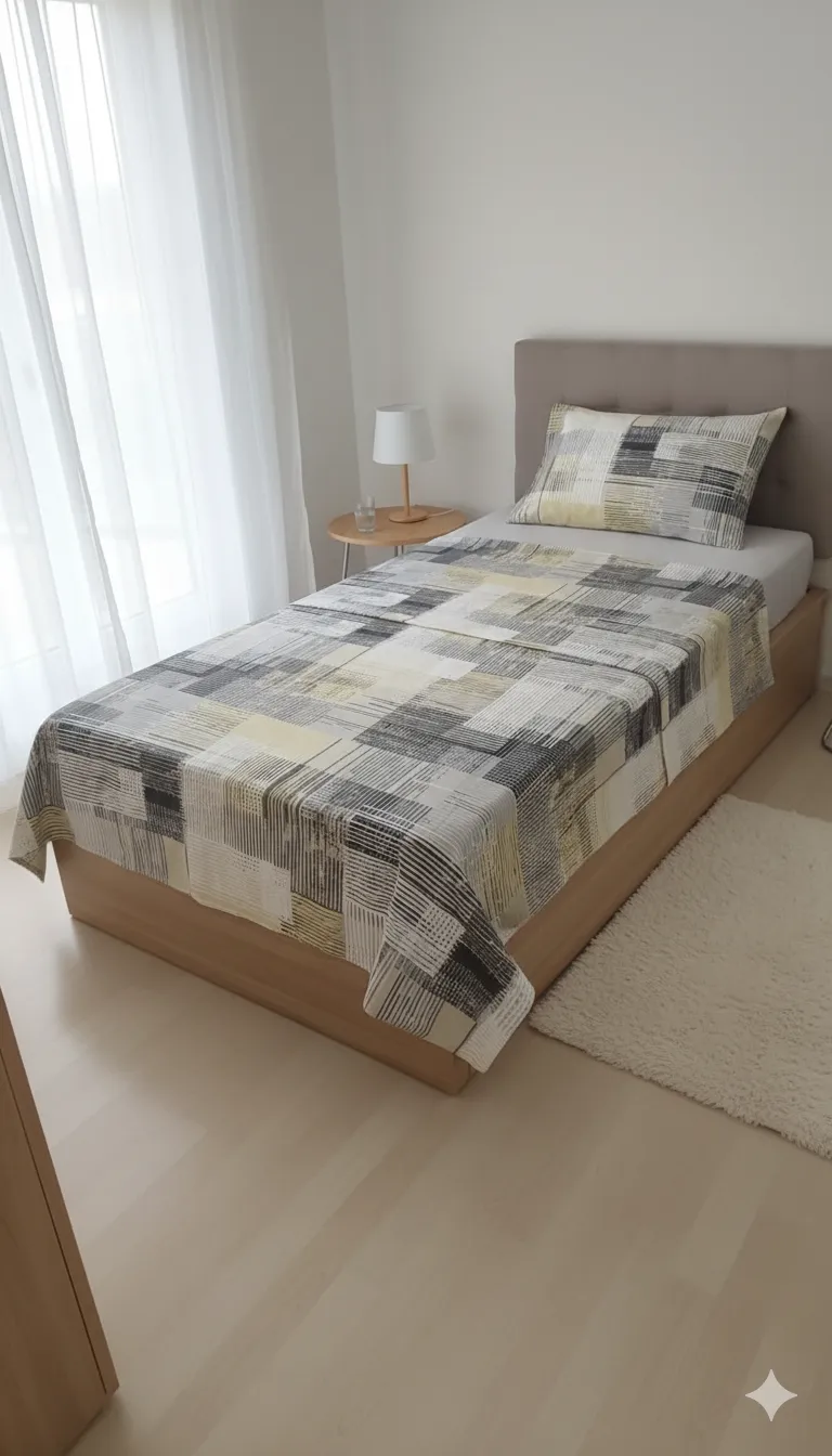 🛏️ Tek Kişilik %100 Pamuk Nevresim Takımı – Modern Desenli