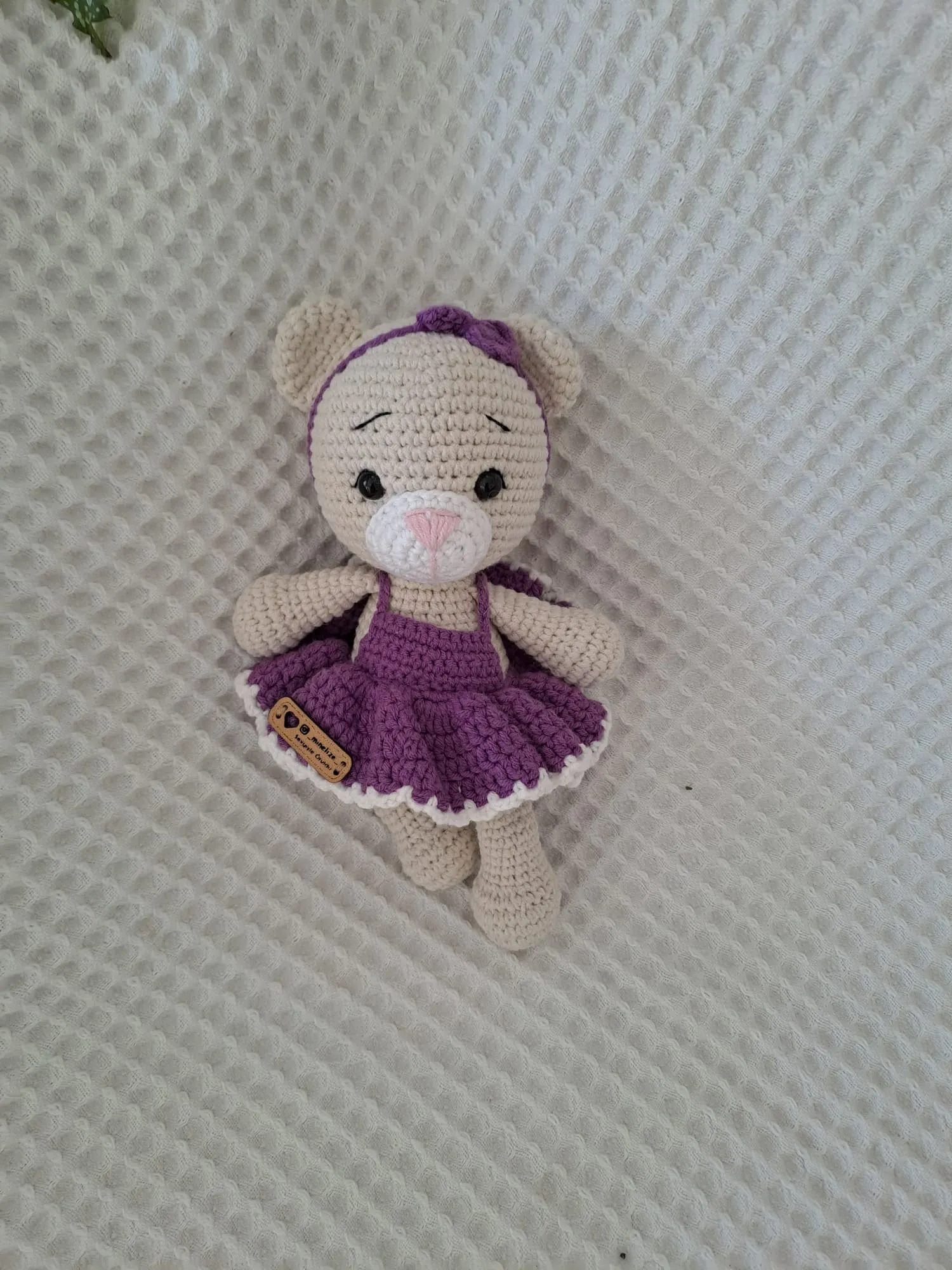 Kız Çocuk Amigurumi Oyuncak Ayıcık - Mor Elbiseli, El Emeği