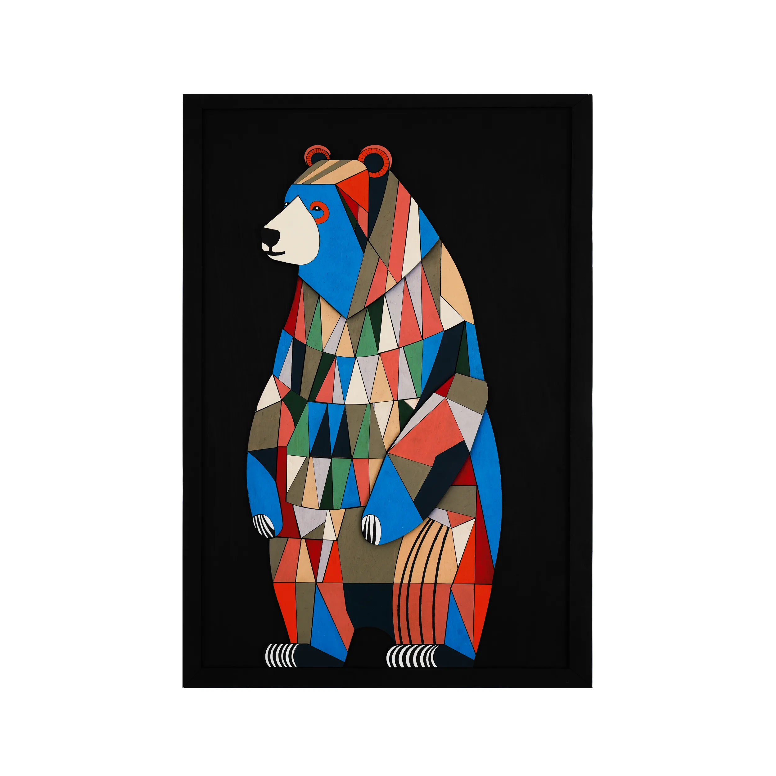 Puzzle Bear – Rengarenk El Boyaması Ahşap Katmanlı Tablo