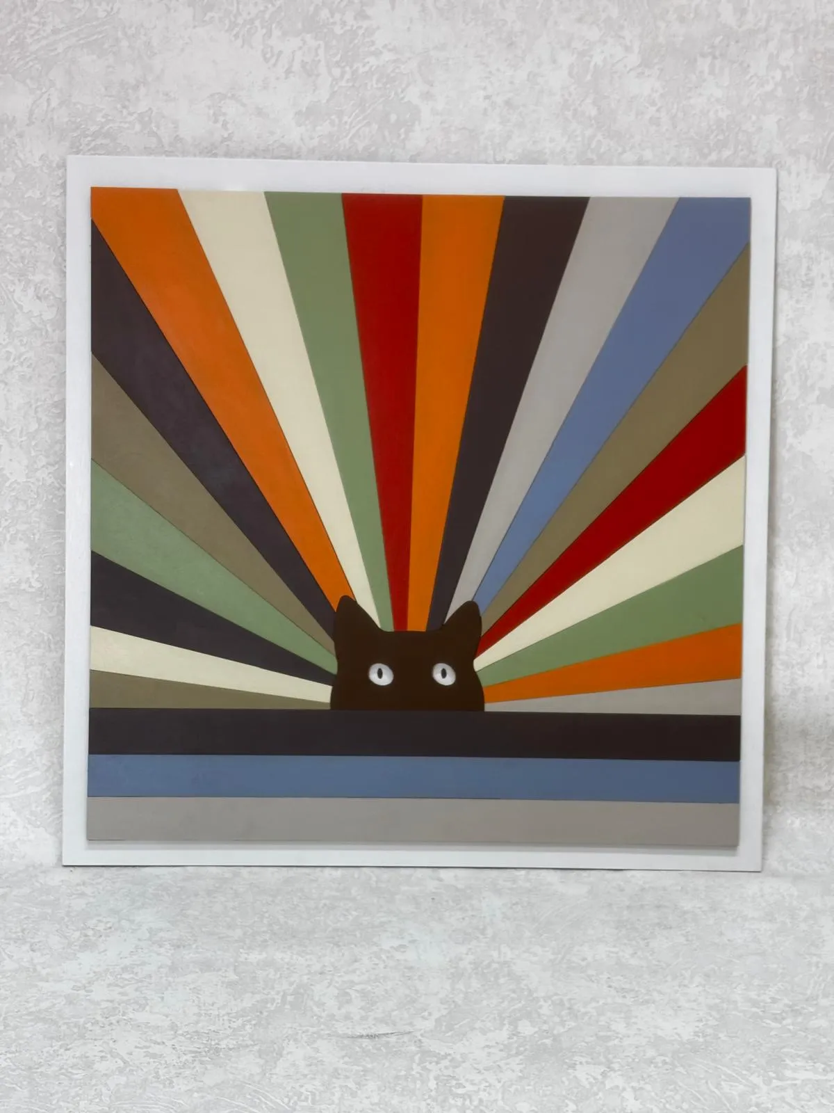 Rainbow Cat – Ahşap El Boyaması Katmanlı Tablo 🐾🌈