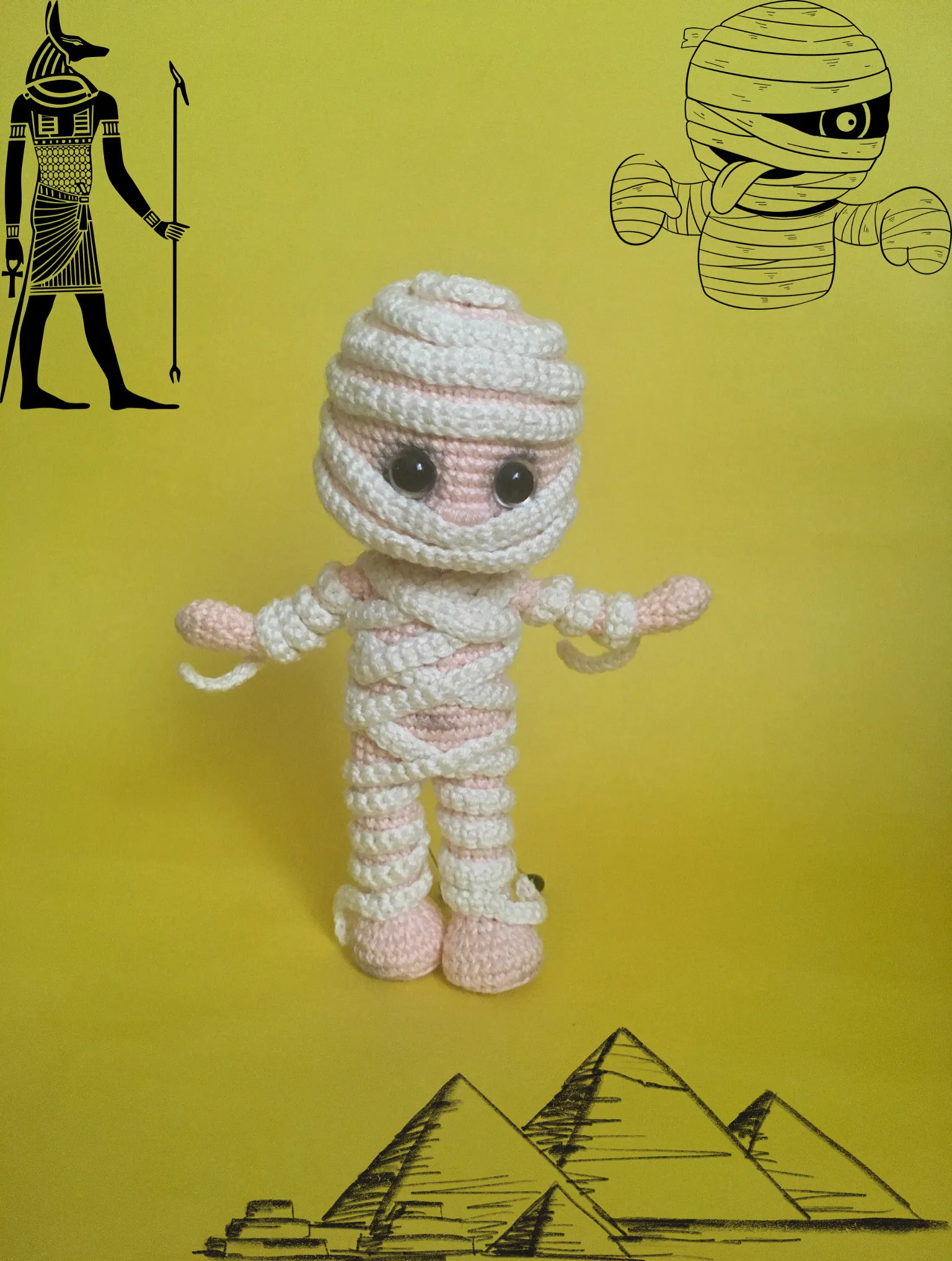 Örgü Amigurumi Mumya Bebek - Pamuk İplikten El Yapımı Oyuncak