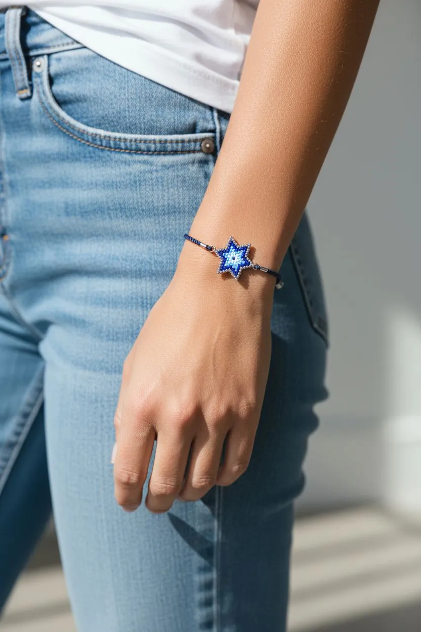 El Yapımı Mavi Yıldız Miyuki Bileklik – Ayarlanabilir Şık Tasarım