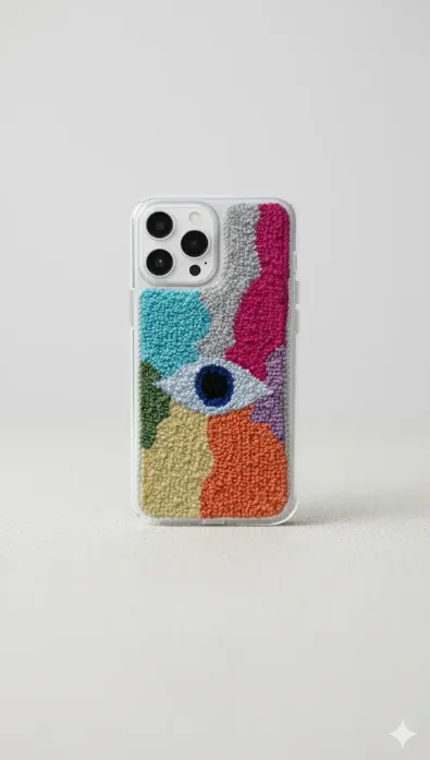 iPhone 15 Pro Uyumlu Göz Desen Punch Telefon Kılıfı