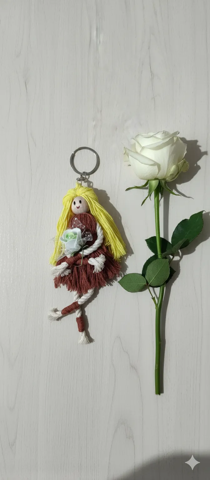 Makrome Bebek Figürlü Anahtarlık - El Emeği Çanta Aksesuarı