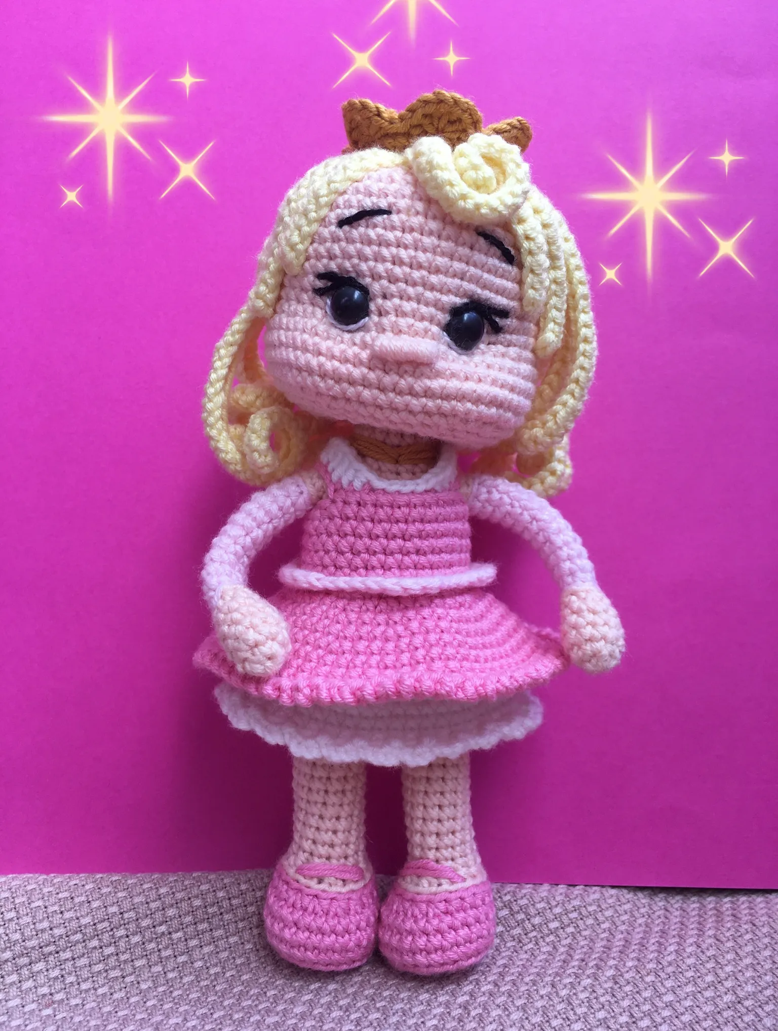 Prenses Aurora Amigurumi Oyuncak Bebek (15 cm)