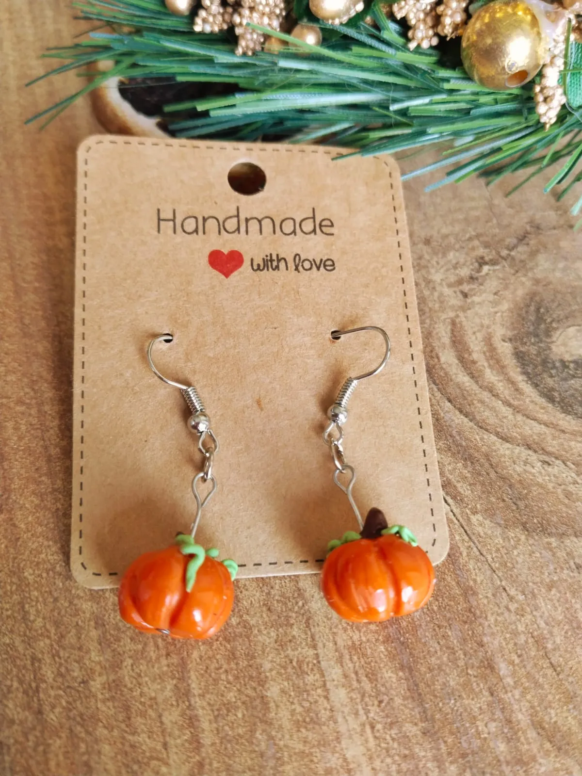 Balkabağı Küpe - El Yapımı Paslanmaz Çelik Aparatlar